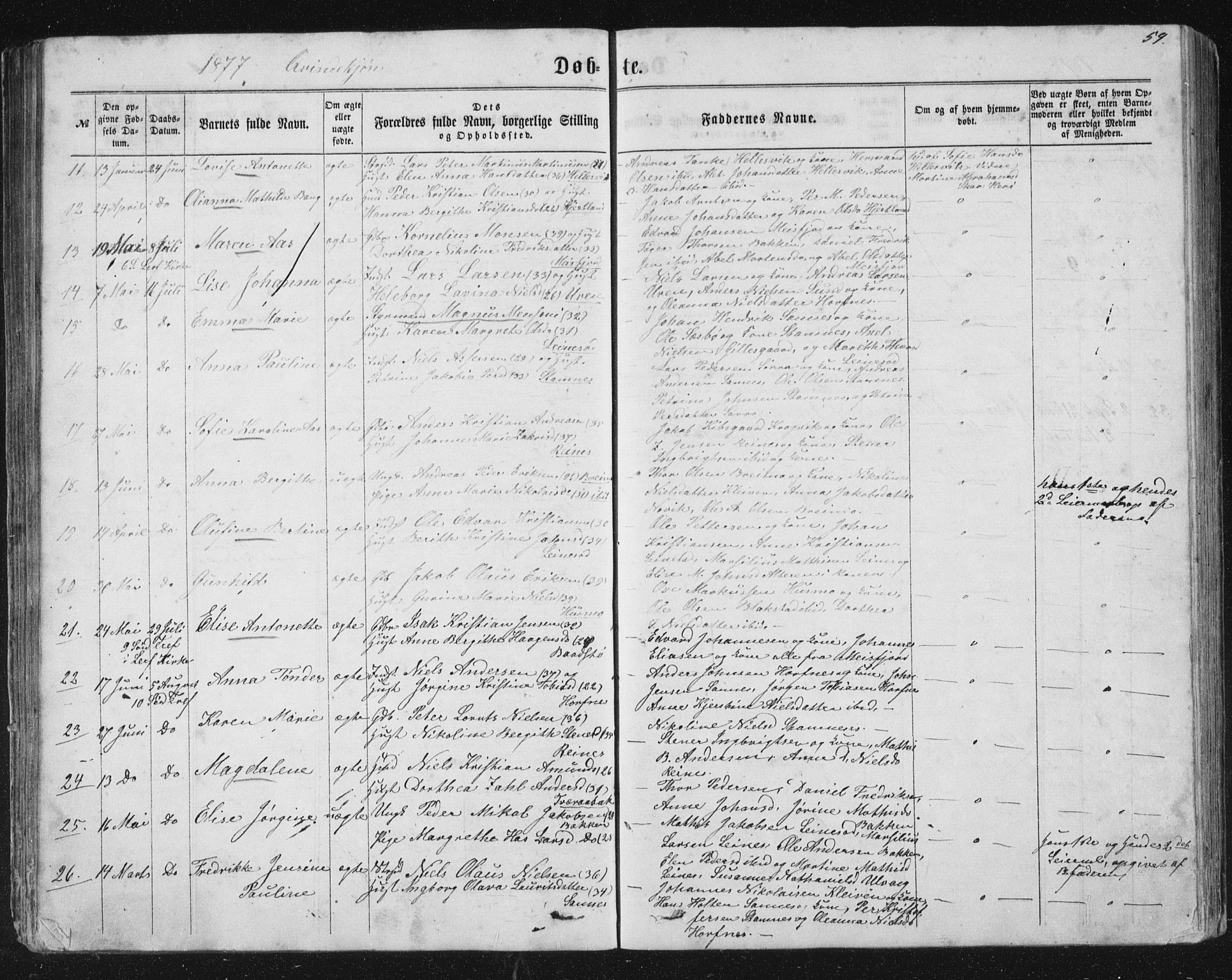 Ministerialprotokoller, klokkerbøker og fødselsregistre - Nordland, AV/SAT-A-1459/831/L0476: Parish register (copy) no. 831C03, 1866-1877, p. 59