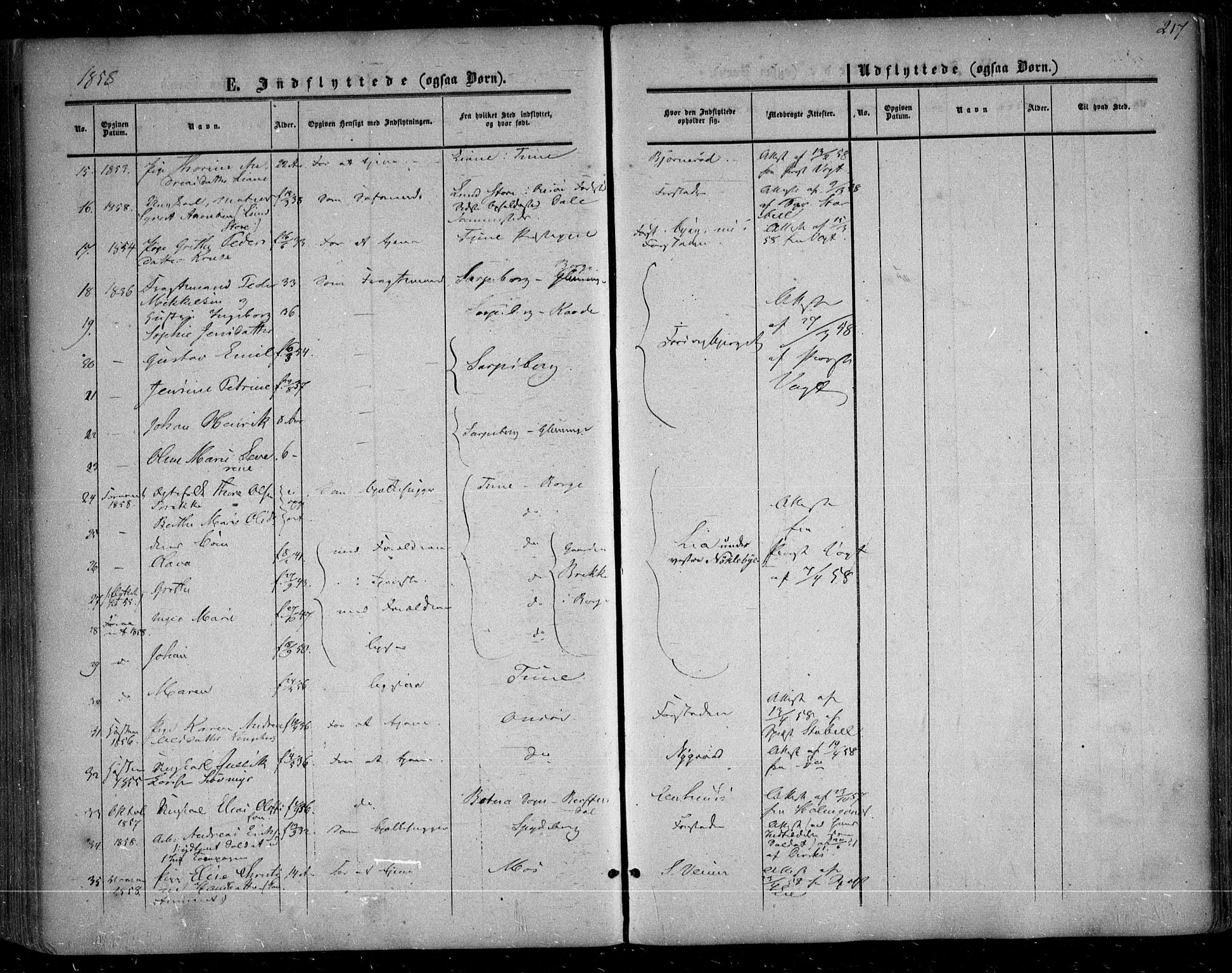 Glemmen prestekontor Kirkebøker, SAO/A-10908/F/Fa/L0007: Parish register (official) no. 7, 1853-1862, p. 217