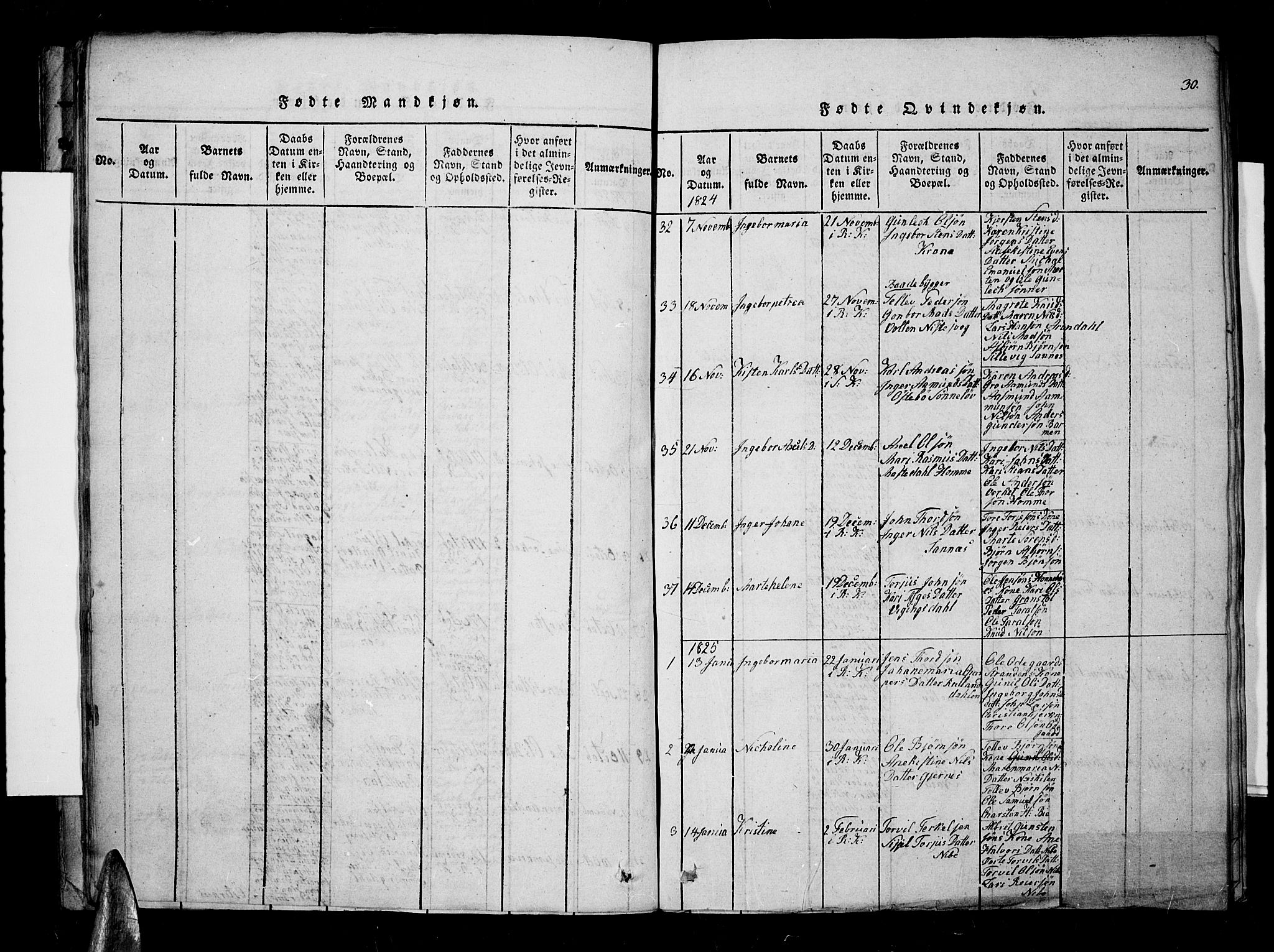 Søndeled sokneprestkontor, AV/SAK-1111-0038/F/Fa/L0001: Parish register (official) no. A 1, 1816-1838, p. 30