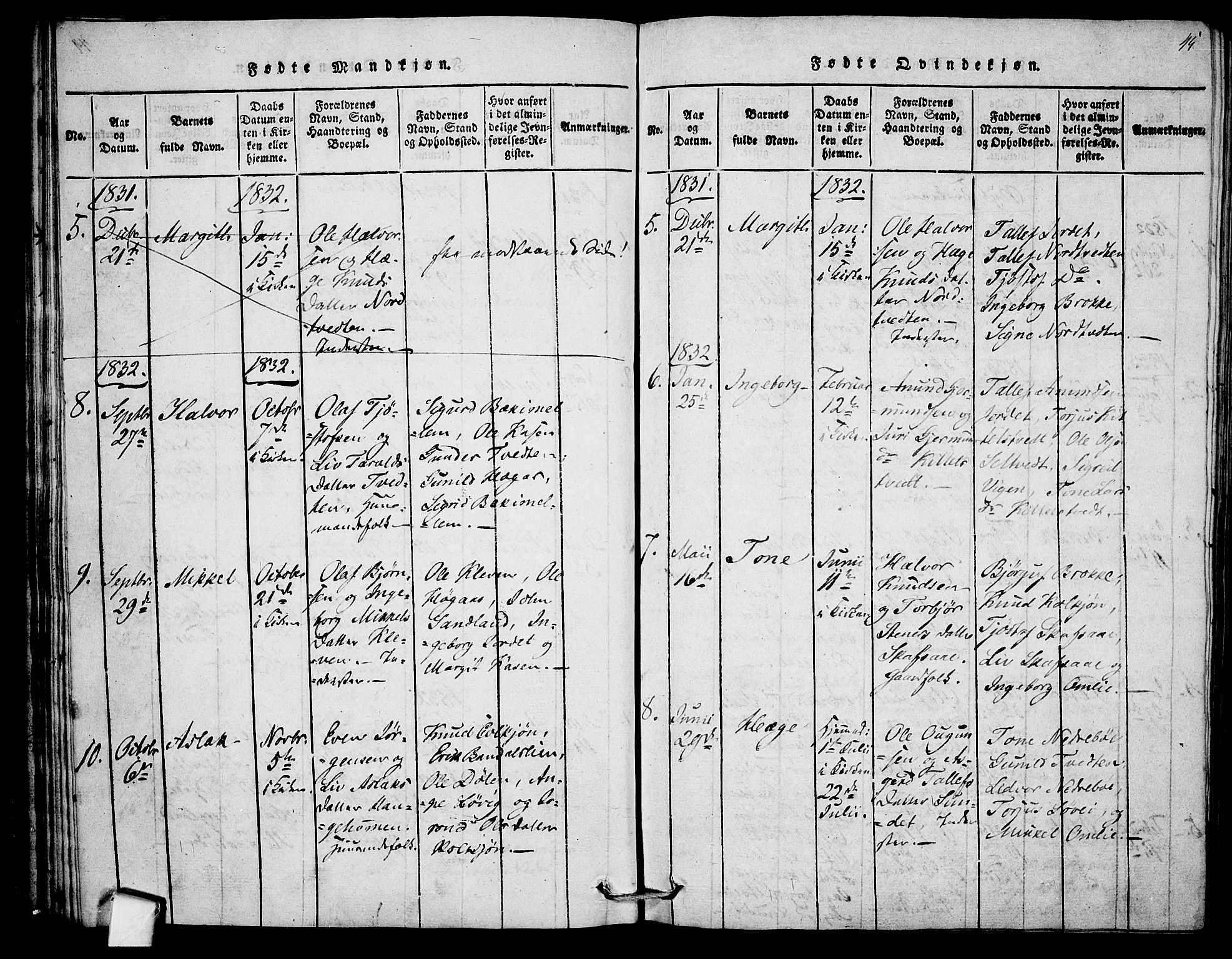 Mo kirkebøker, SAKO/A-286/F/Fb/L0001: Parish register (official) no. II 1, 1814-1844, p. 45