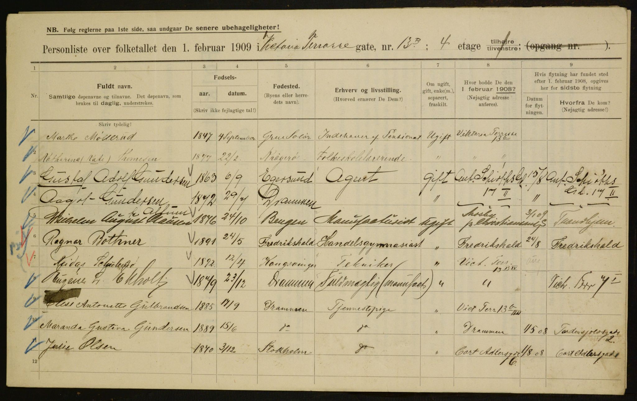 OBA, Municipal Census 1909 for Kristiania, 1909, p. 112110