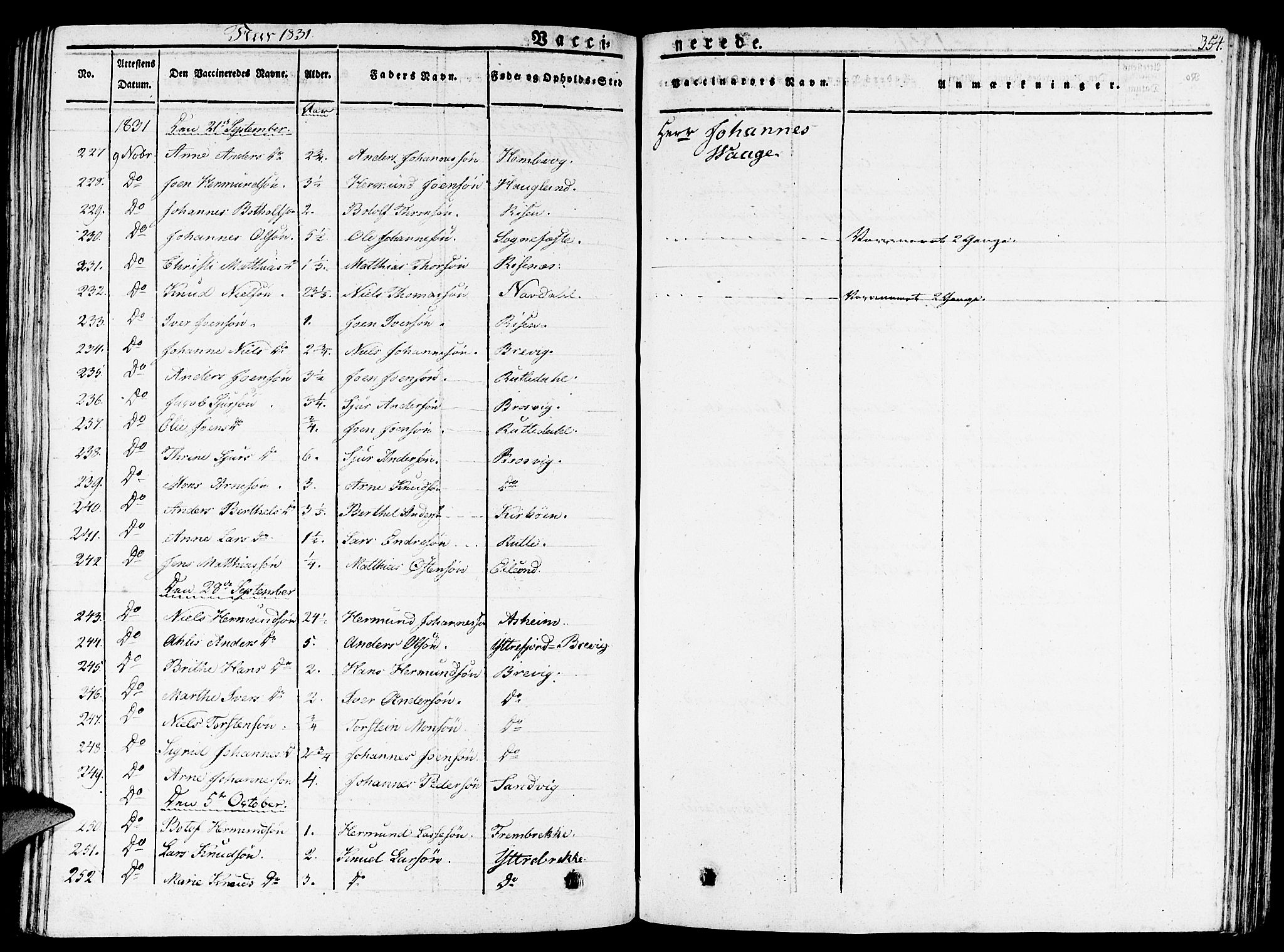 Gulen sokneprestembete, AV/SAB-A-80201/H/Haa/Haaa/L0019: Parish register (official) no. A 19, 1826-1836, p. 354