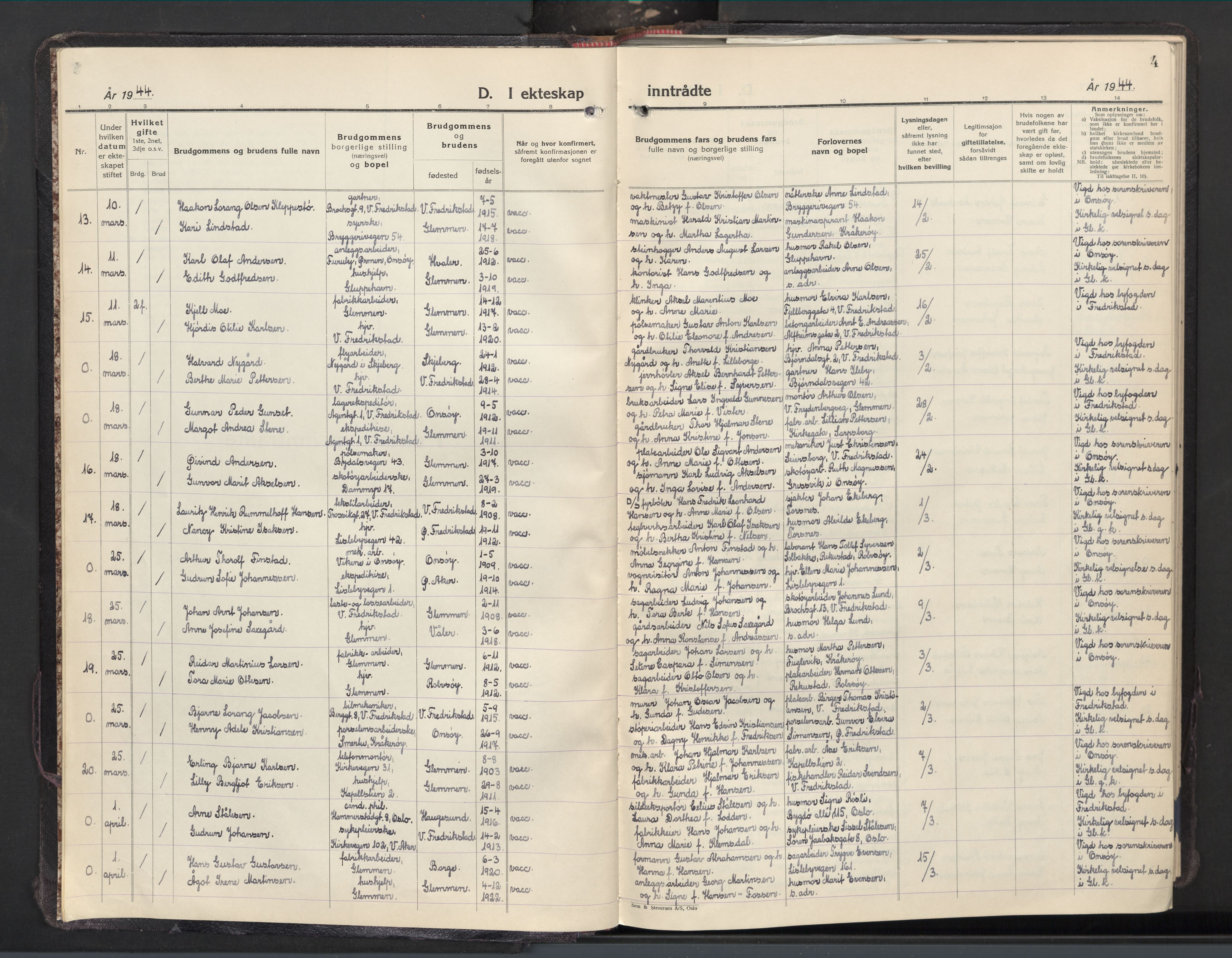 Glemmen prestekontor Kirkebøker, AV/SAO-A-10908/G/Ga/L0012: Parish register (copy) no. 12, 1944-1962, p. 4