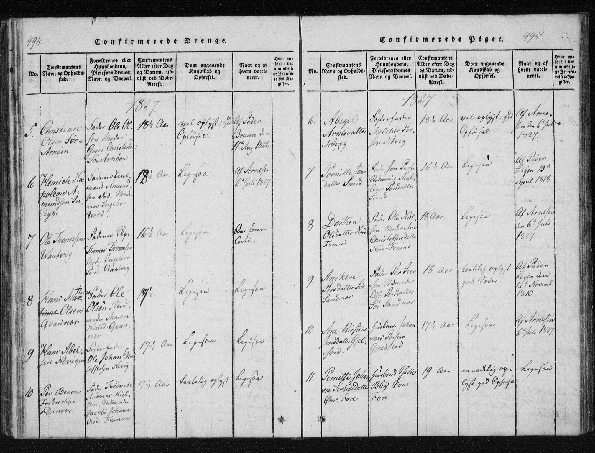 Ministerialprotokoller, klokkerbøker og fødselsregistre - Nordland, AV/SAT-A-1459/805/L0096: Parish register (official) no. 805A03, 1820-1837, p. 494-495