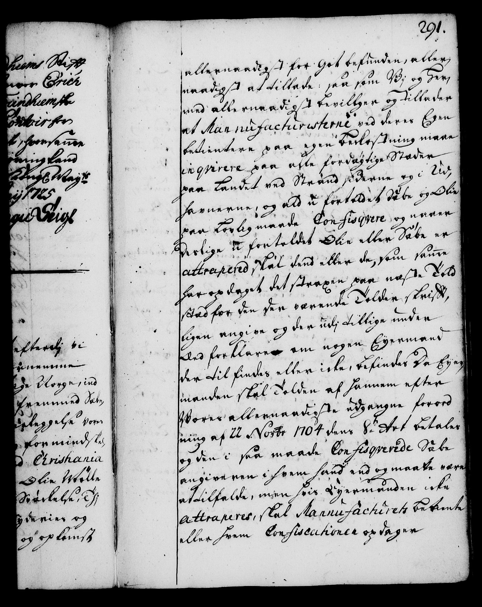 Rentekammeret, Kammerkanselliet, RA/EA-3111/G/Gg/Gga/L0002: Norsk ekspedisjonsprotokoll med register (merket RK 53.2), 1723-1727, p. 291