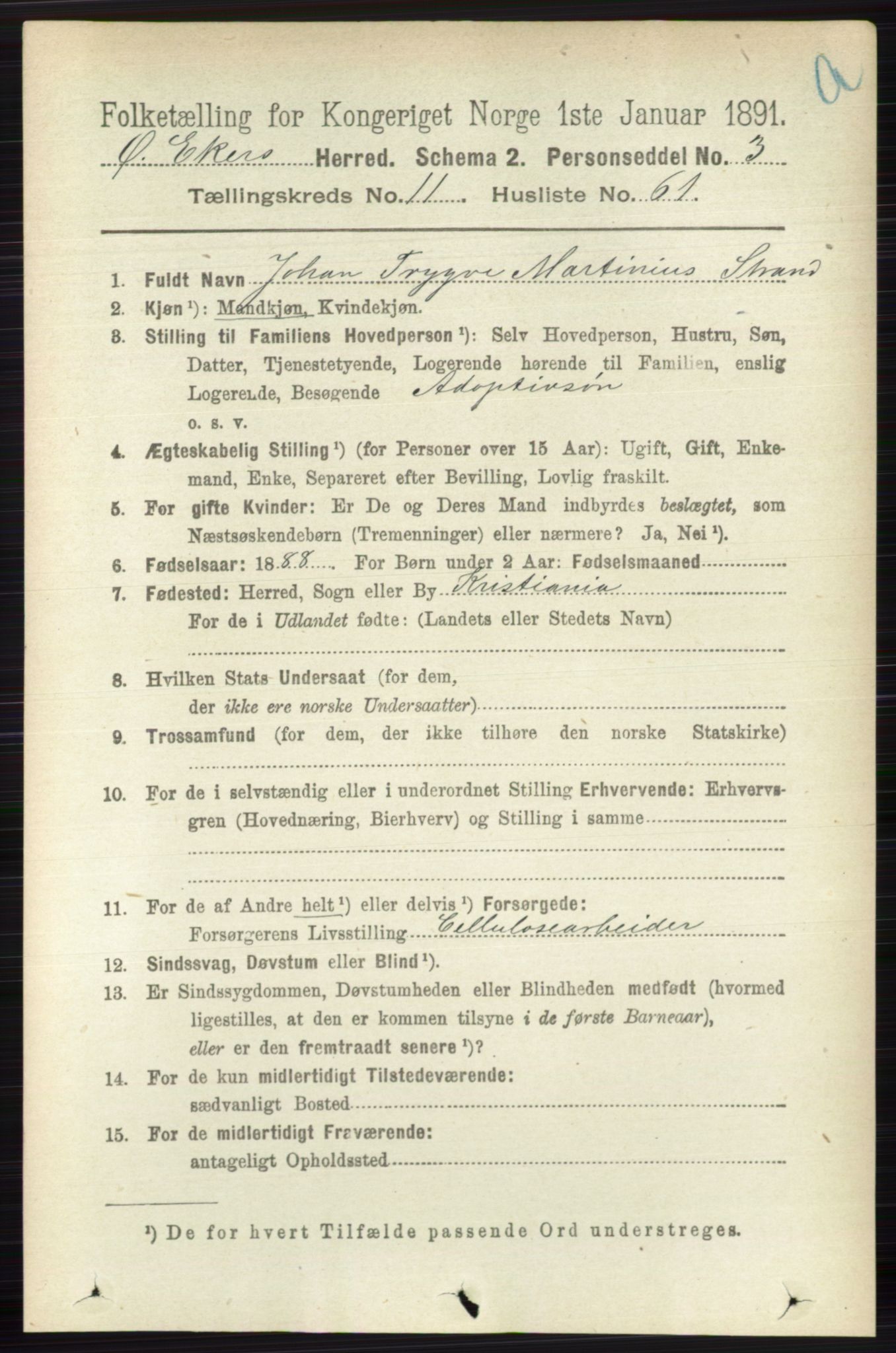 RA, 1891 census for 0624 Øvre Eiker, 1891, p. 4958