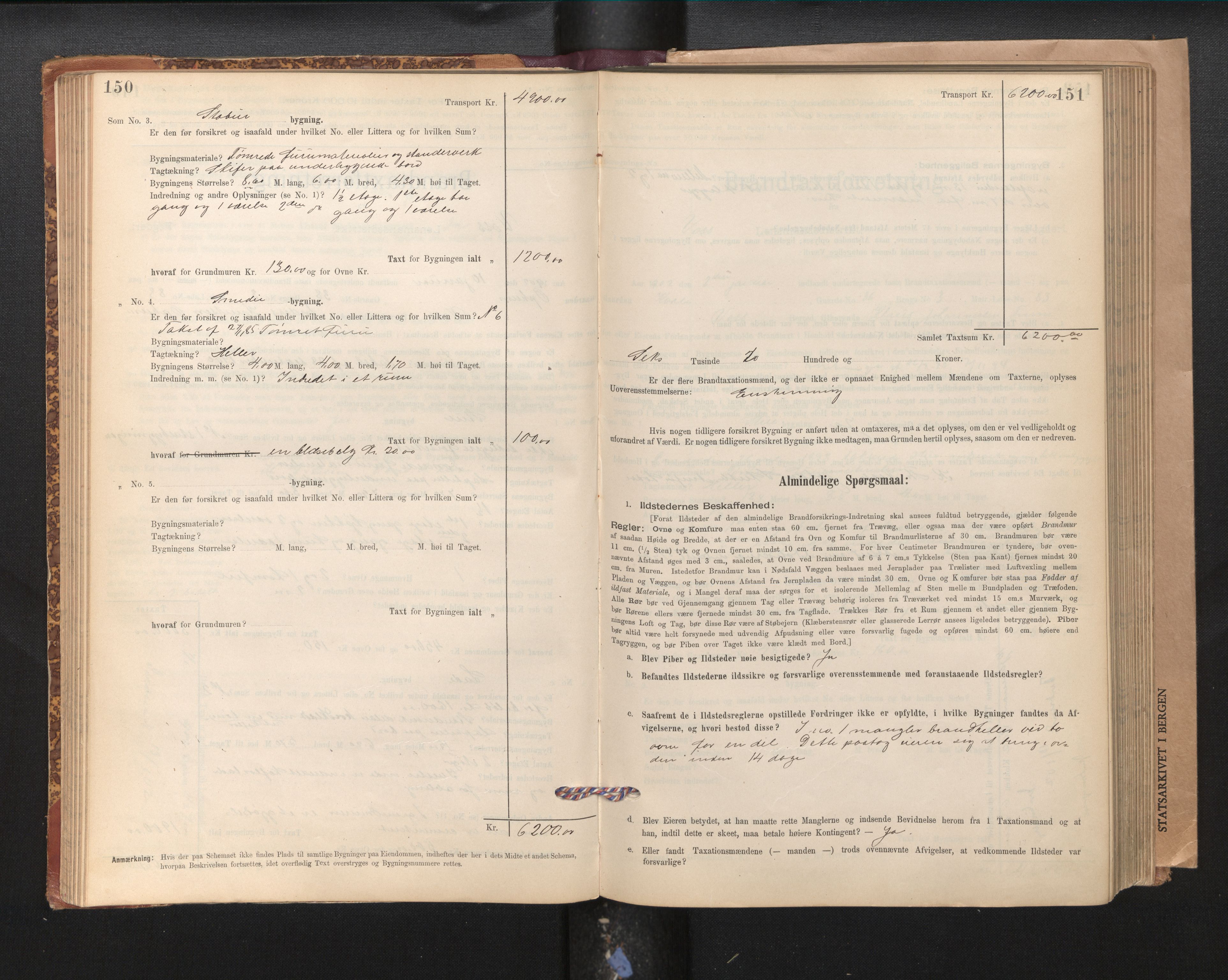 Lensmannen i Voss, SAB/A-35801/0012/L0008: Branntakstprotokoll, skjematakst, 1895-1945, p. 150-151
