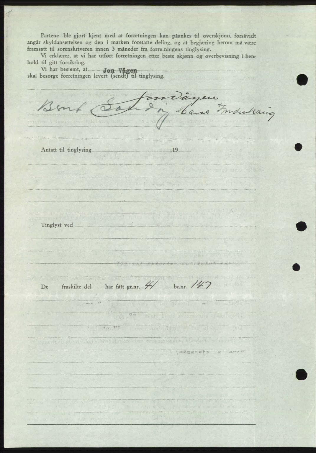 Romsdal sorenskriveri, SAT/A-4149/1/2/2C: Mortgage book no. A24, 1947-1947, Diary no: : 2875/1947