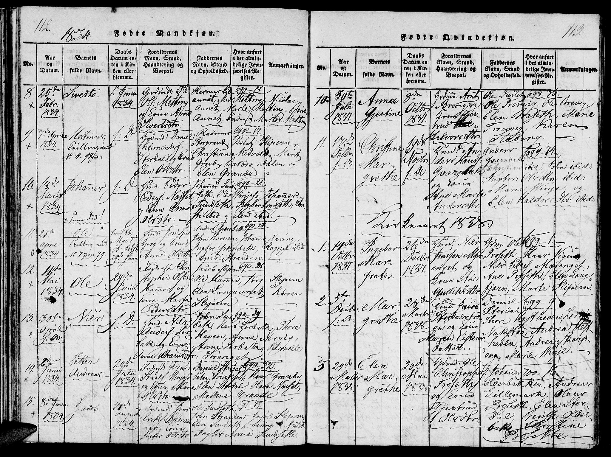 Ministerialprotokoller, klokkerbøker og fødselsregistre - Nord-Trøndelag, SAT/A-1458/733/L0322: Parish register (official) no. 733A01, 1817-1842, p. 112-113