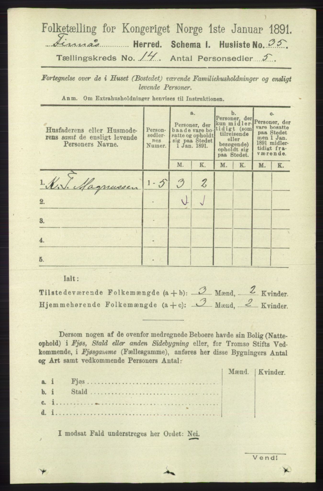 RA, 1891 census for 1218 Finnås, 1891, p. 5696