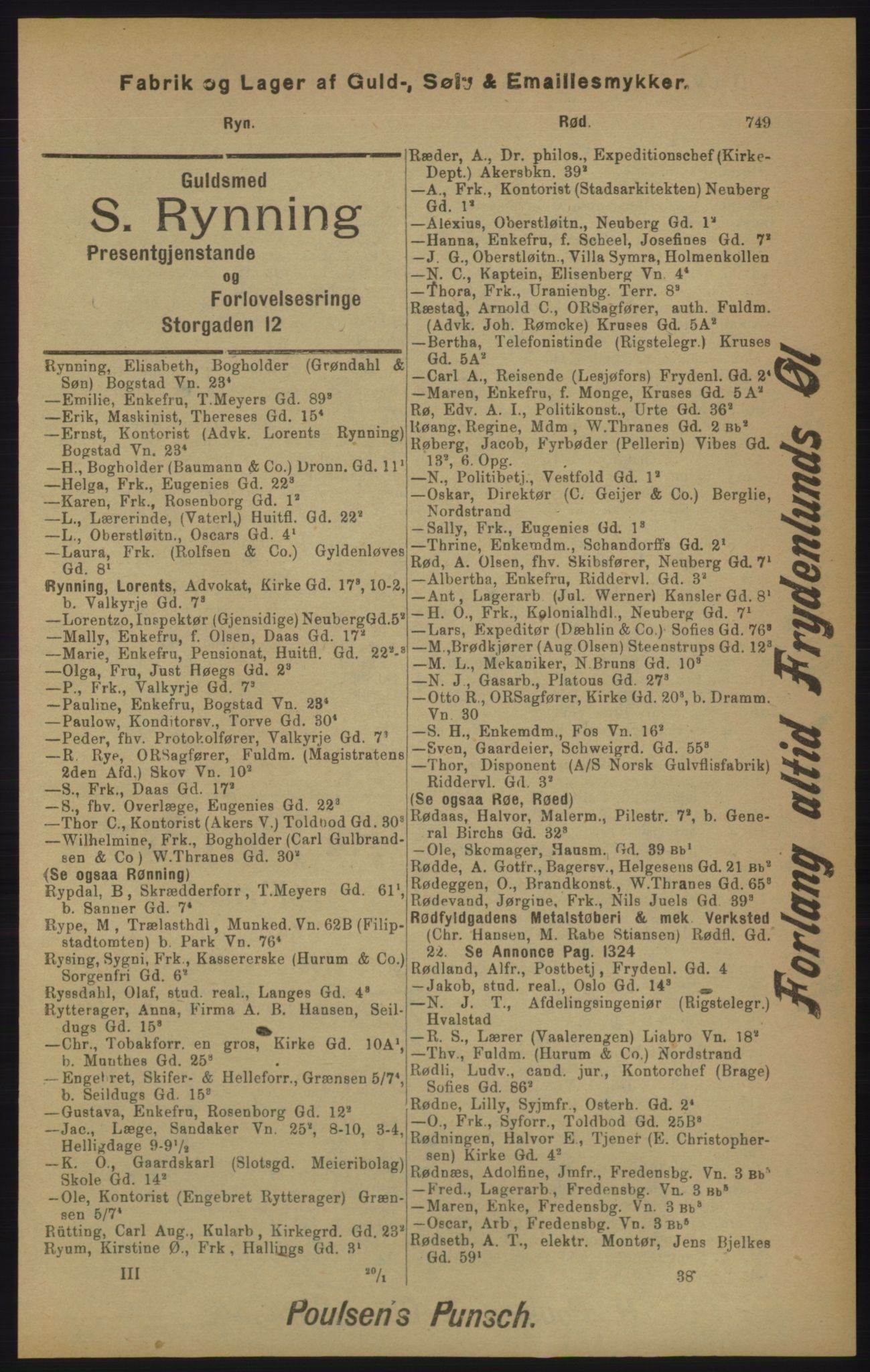 Kristiania/Oslo adressebok, PUBL/-, 1905, p. 749