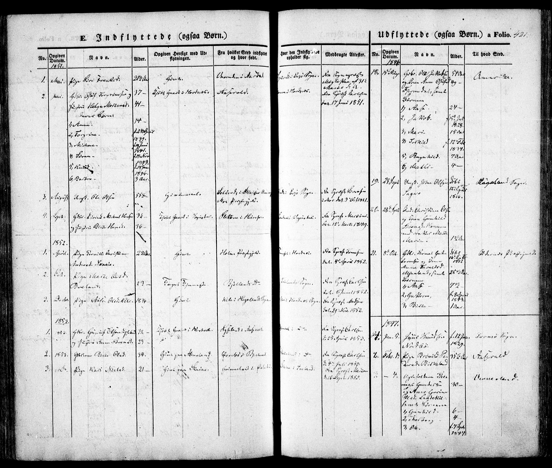 Evje sokneprestkontor, SAK/1111-0008/F/Fa/Faa/L0005: Parish register (official) no. A 5, 1843-1865, p. 422