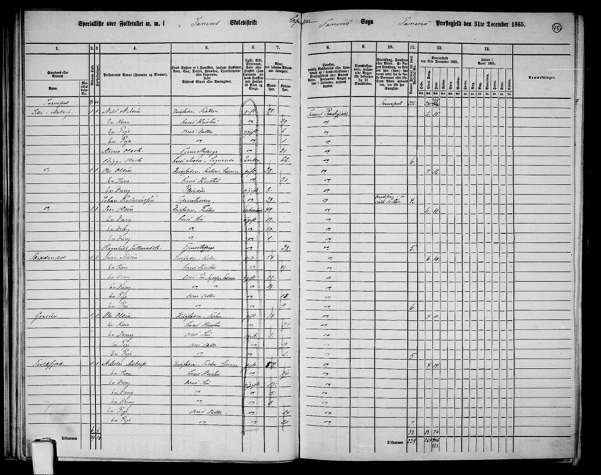 RA, 1865 census for Tana, 1865, p. 35