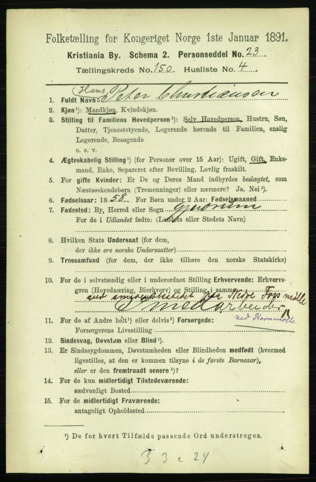 RA, 1891 census for 0301 Kristiania, 1891, p. 83898