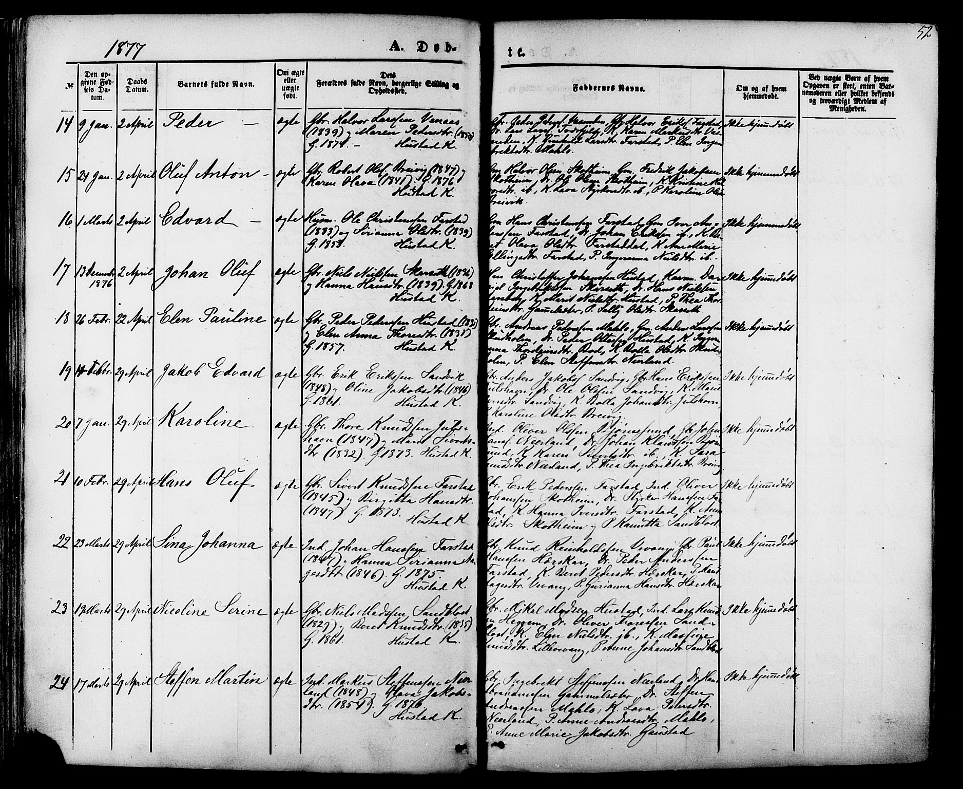 Ministerialprotokoller, klokkerbøker og fødselsregistre - Møre og Romsdal, AV/SAT-A-1454/566/L0768: Parish register (official) no. 566A07, 1869-1881, p. 52