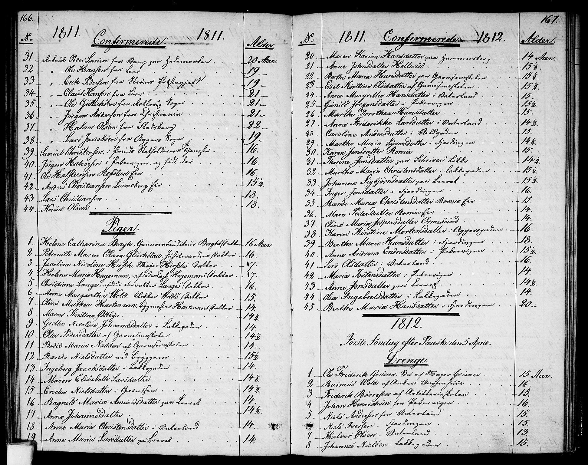 Garnisonsmenigheten Kirkebøker, SAO/A-10846/G/Ga/L0002: Parish register (copy) no. 2, 1810-1814, p. 166-167