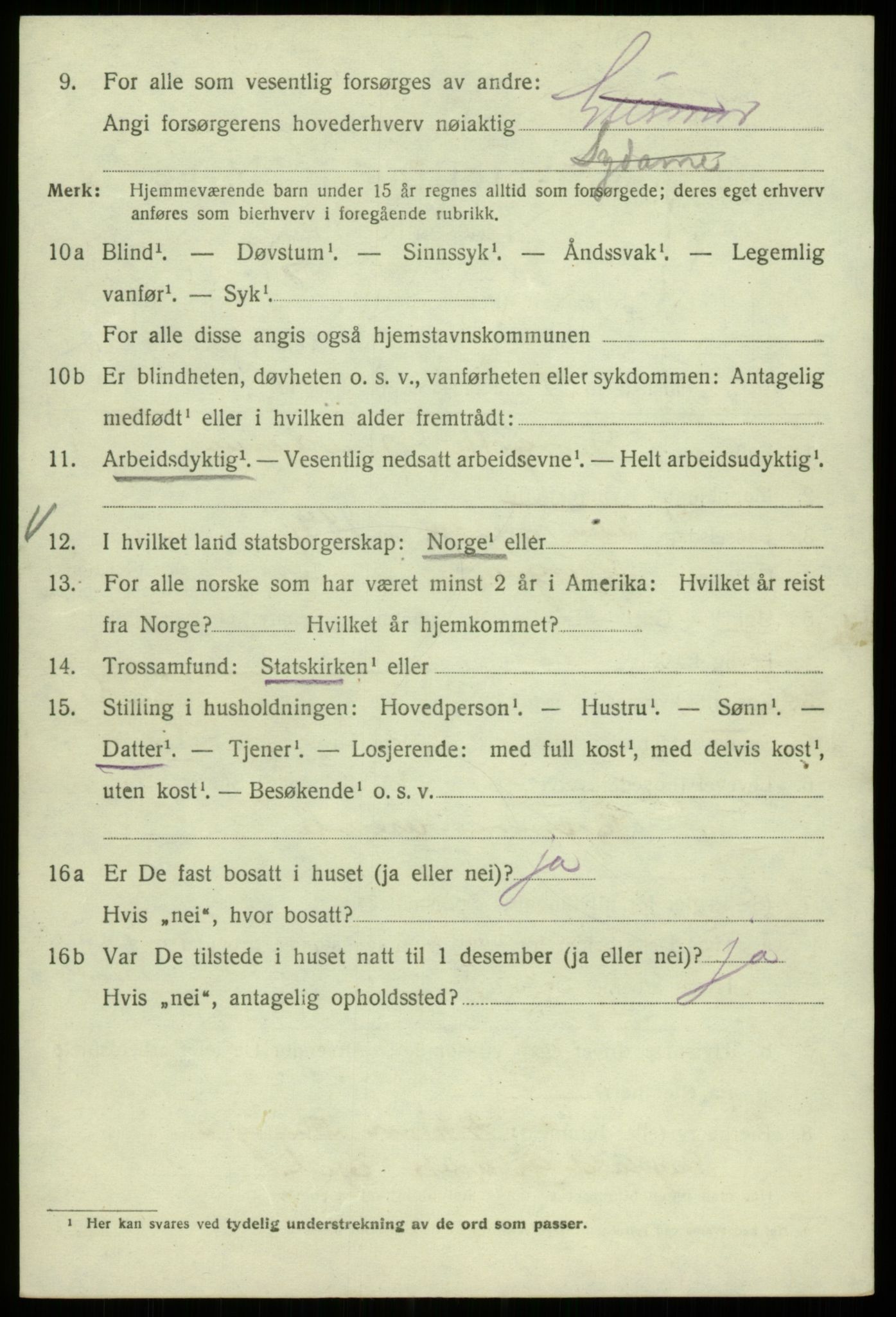 SAB, 1920 census for Bergen, 1920, p. 159435