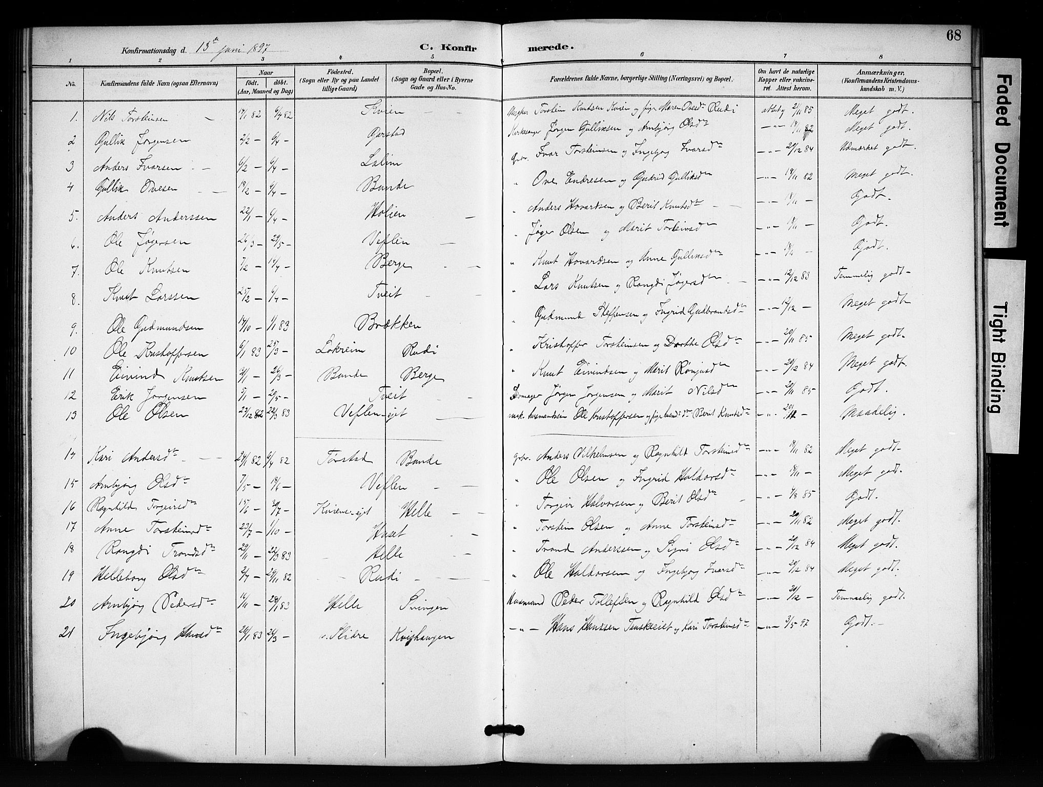 Vang prestekontor, Valdres, SAH/PREST-140/H/Hb/L0007: Parish register (copy) no. 7, 1893-1924, p. 68
