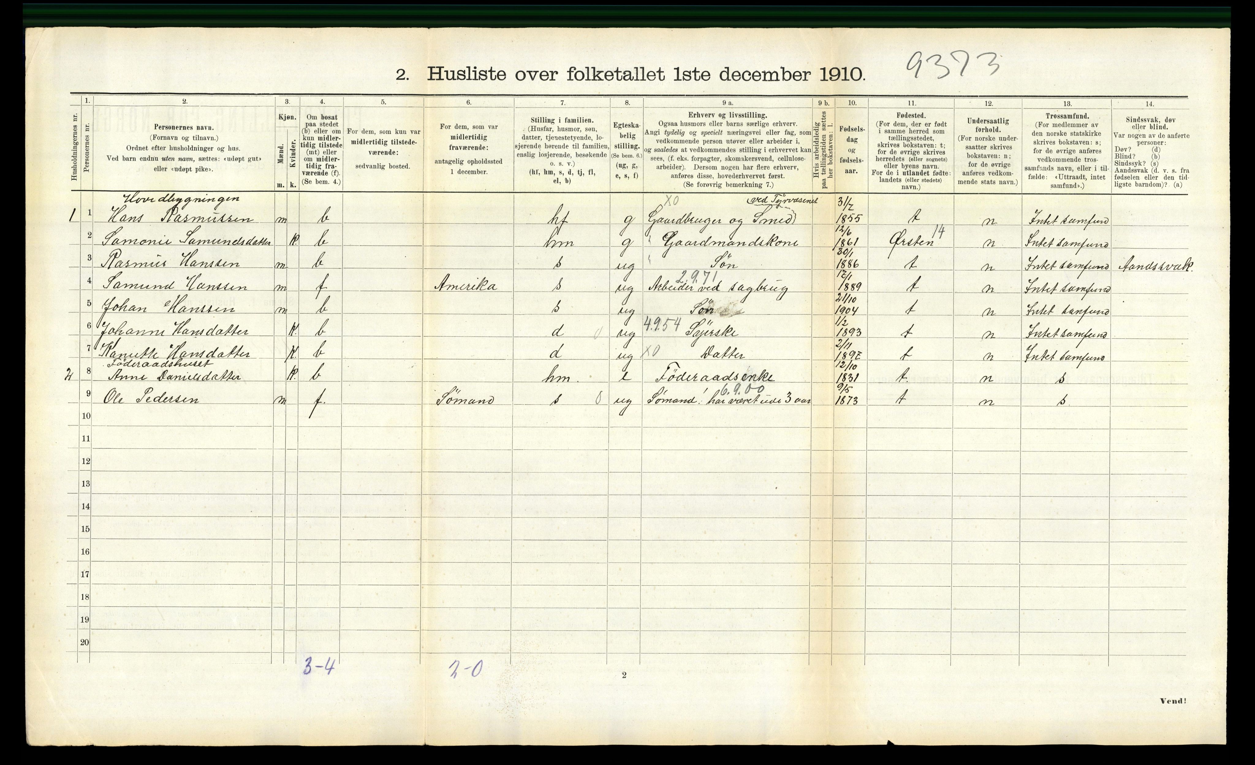 RA, 1910 census for Volda, 1910, p. 1475