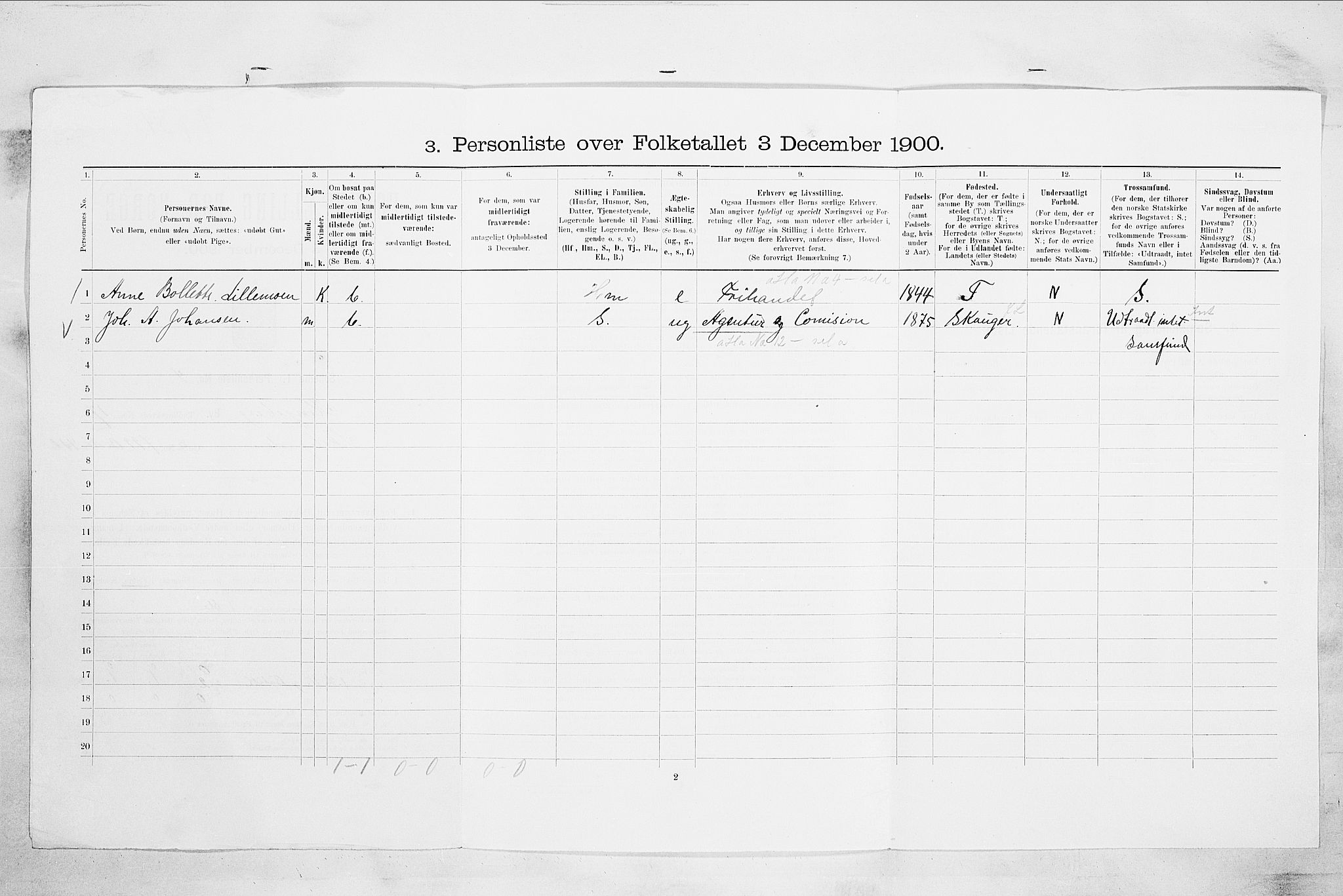 RA, 1900 census for Kongsberg, 1900, p. 3351