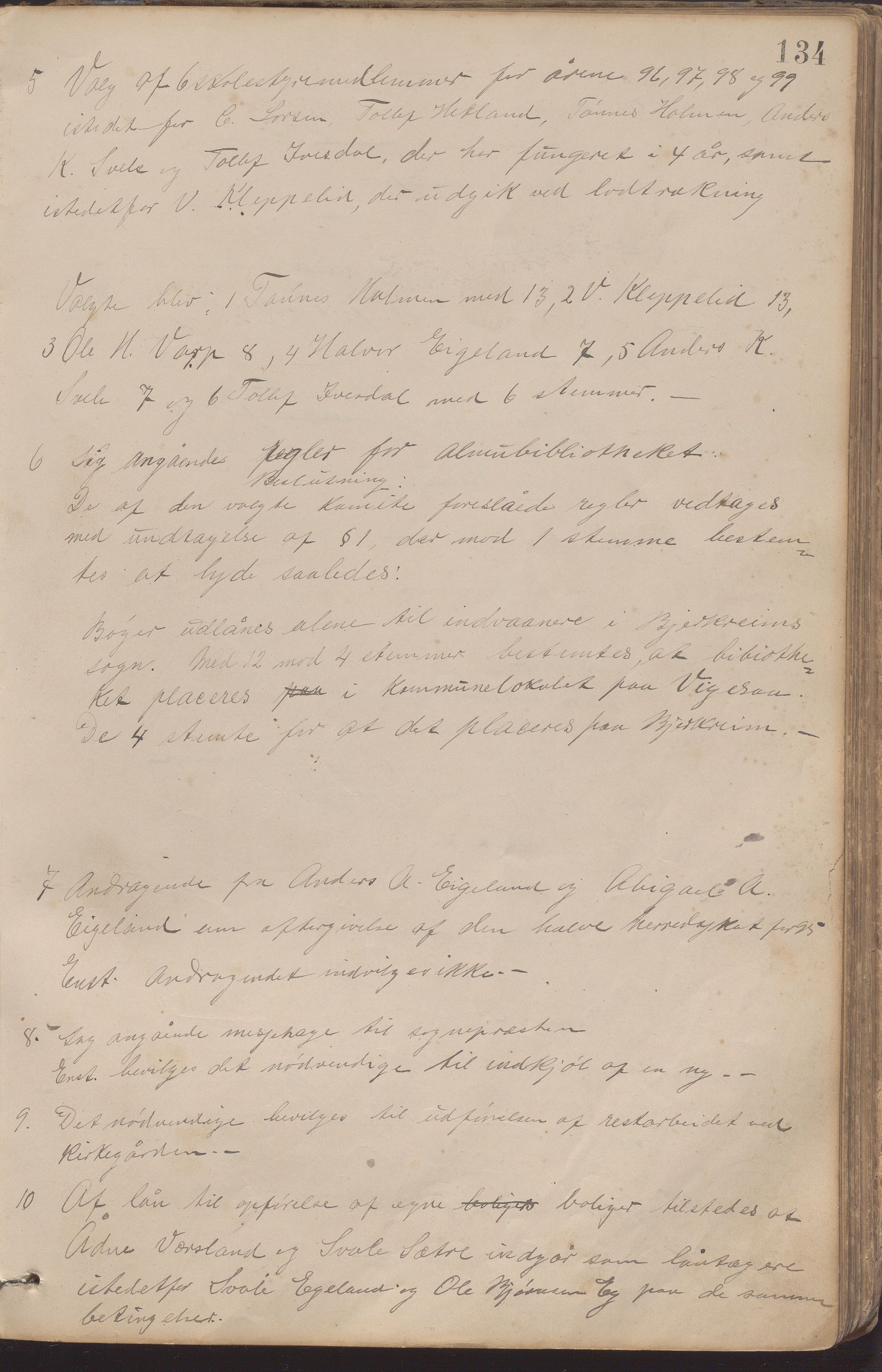 Bjerkreim kommune - Formannskapet/Sentraladministrasjonen, IKAR/K-101531/A/Aa/L0002: Møtebok, 1884-1903, p. 134a