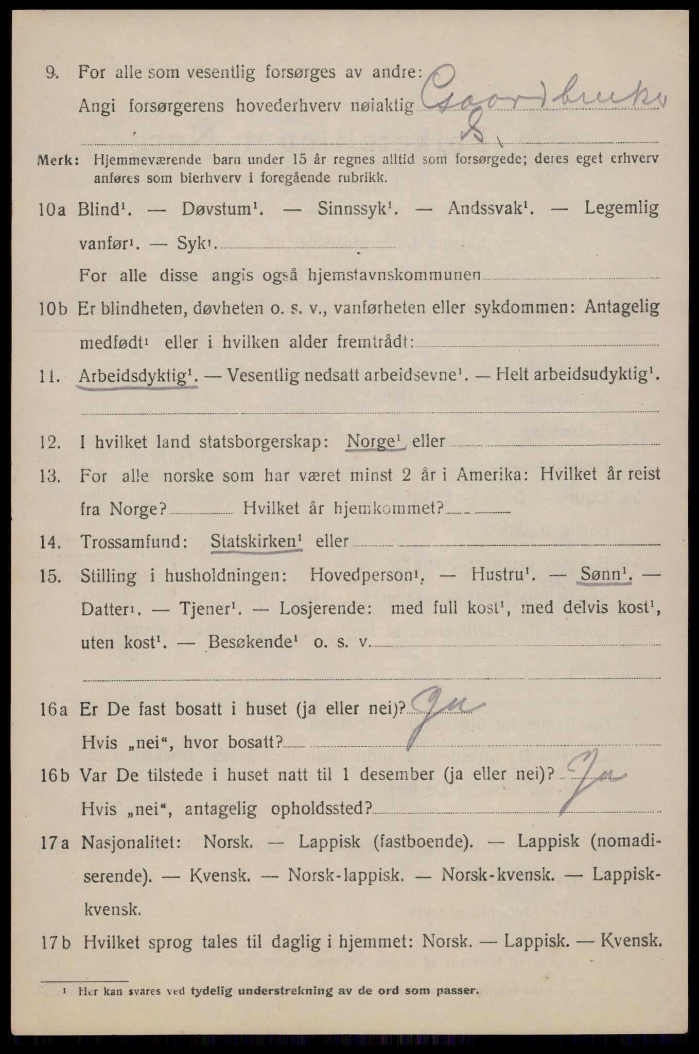 SAT, 1920 census for Flakstad, 1920, p. 1236