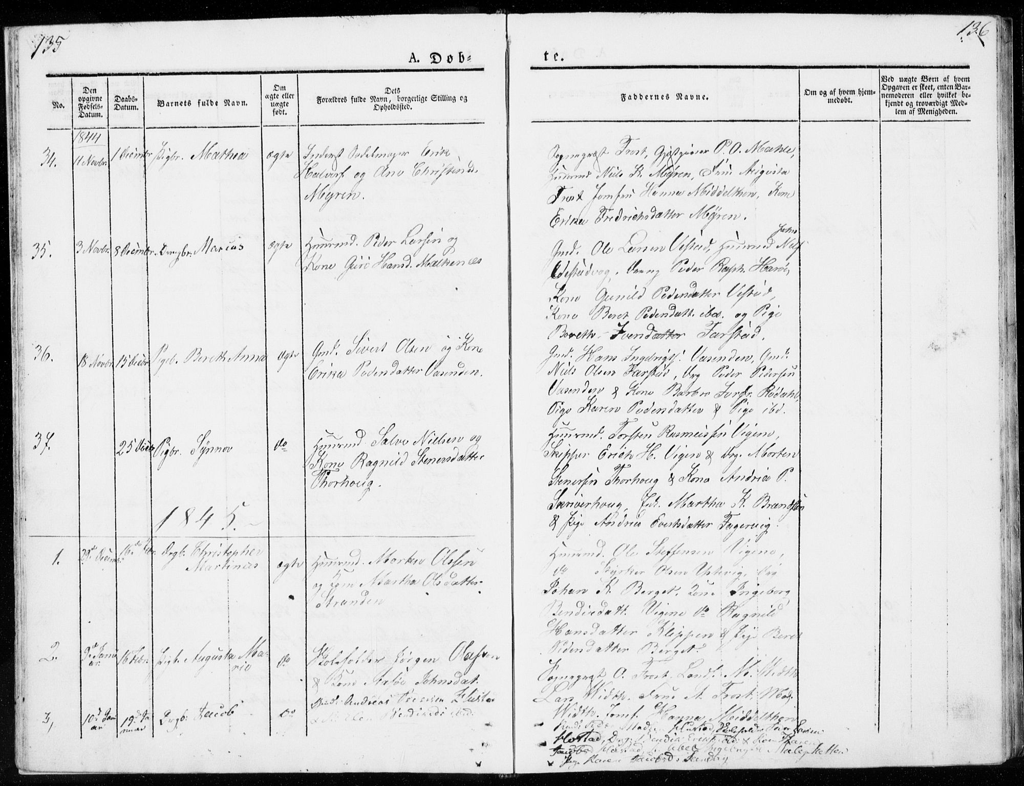 Ministerialprotokoller, klokkerbøker og fødselsregistre - Møre og Romsdal, AV/SAT-A-1454/566/L0766: Parish register (official) no. 566A05, 1842-1851, p. 135-136