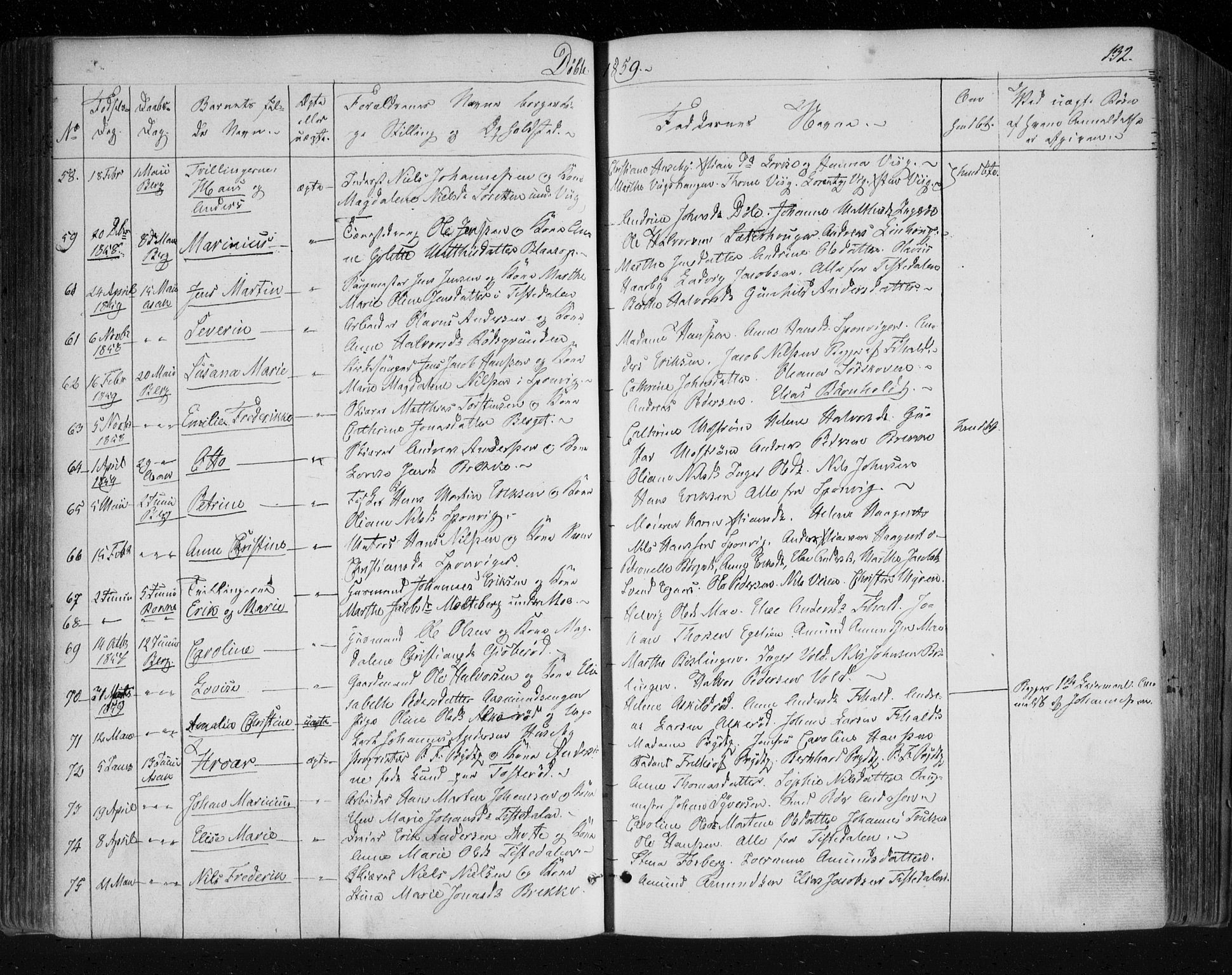 Berg prestekontor Kirkebøker, AV/SAO-A-10902/F/Fa/L0004: Parish register (official) no. I 4, 1843-1860, p. 132