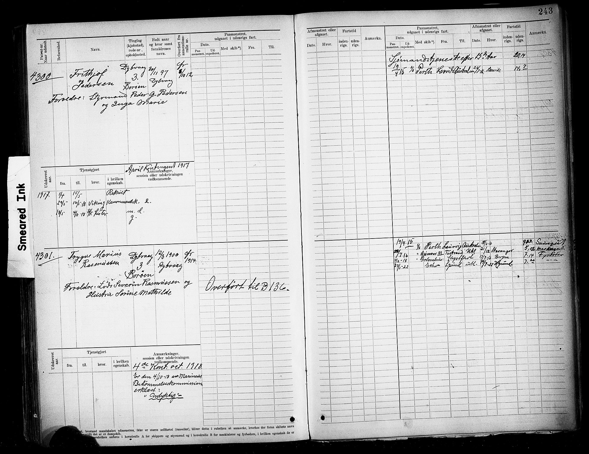 Tvedestrand mønstringskrets, AV/SAK-2031-0011/F/Fb/L0020: Hovedrulle A nr 3819-4409, U-36, 1906-1918, p. 251