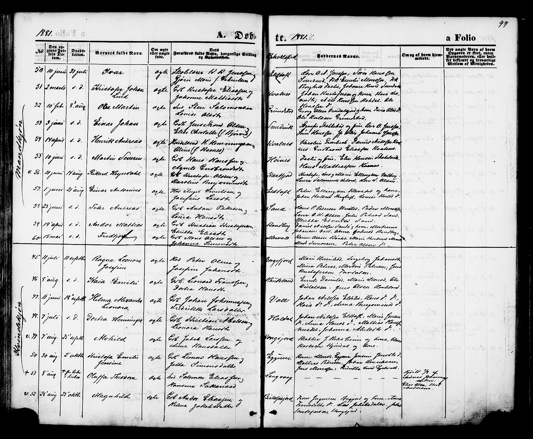 Ministerialprotokoller, klokkerbøker og fødselsregistre - Nordland, SAT/A-1459/880/L1132: Parish register (official) no. 880A06, 1869-1887, p. 99