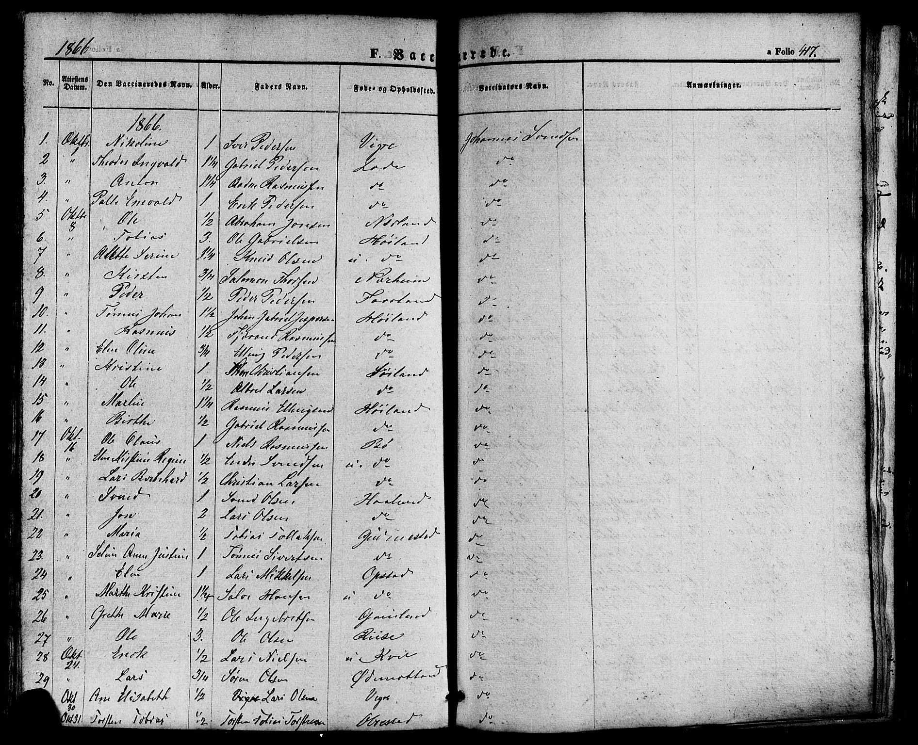 Hå sokneprestkontor, AV/SAST-A-101801/001/30BA/L0008: Parish register (official) no. A 7, 1853-1878, p. 417