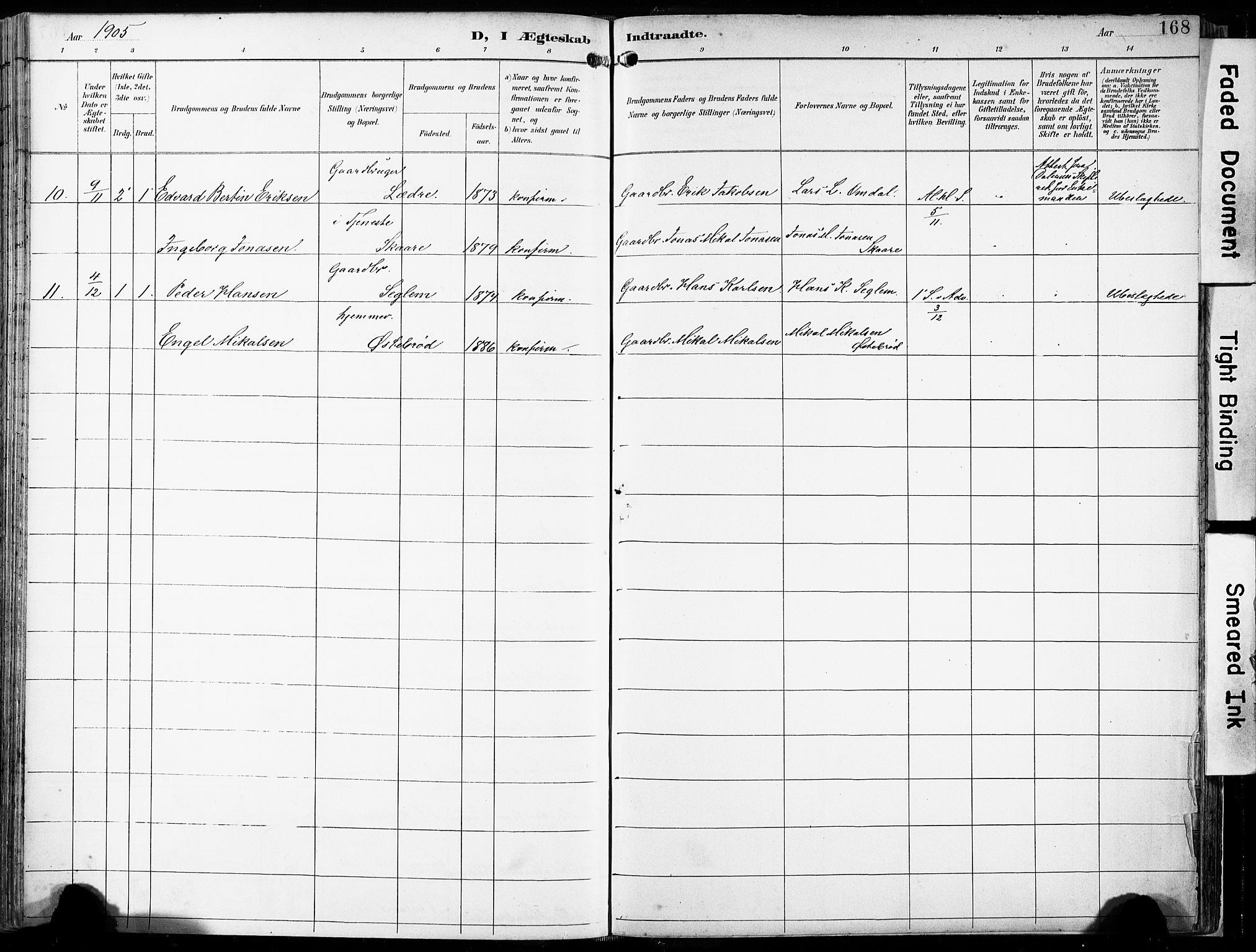 Eigersund sokneprestkontor, SAST/A-101807/S08/L0018: Parish register (official) no. A 17, 1892-1905, p. 168