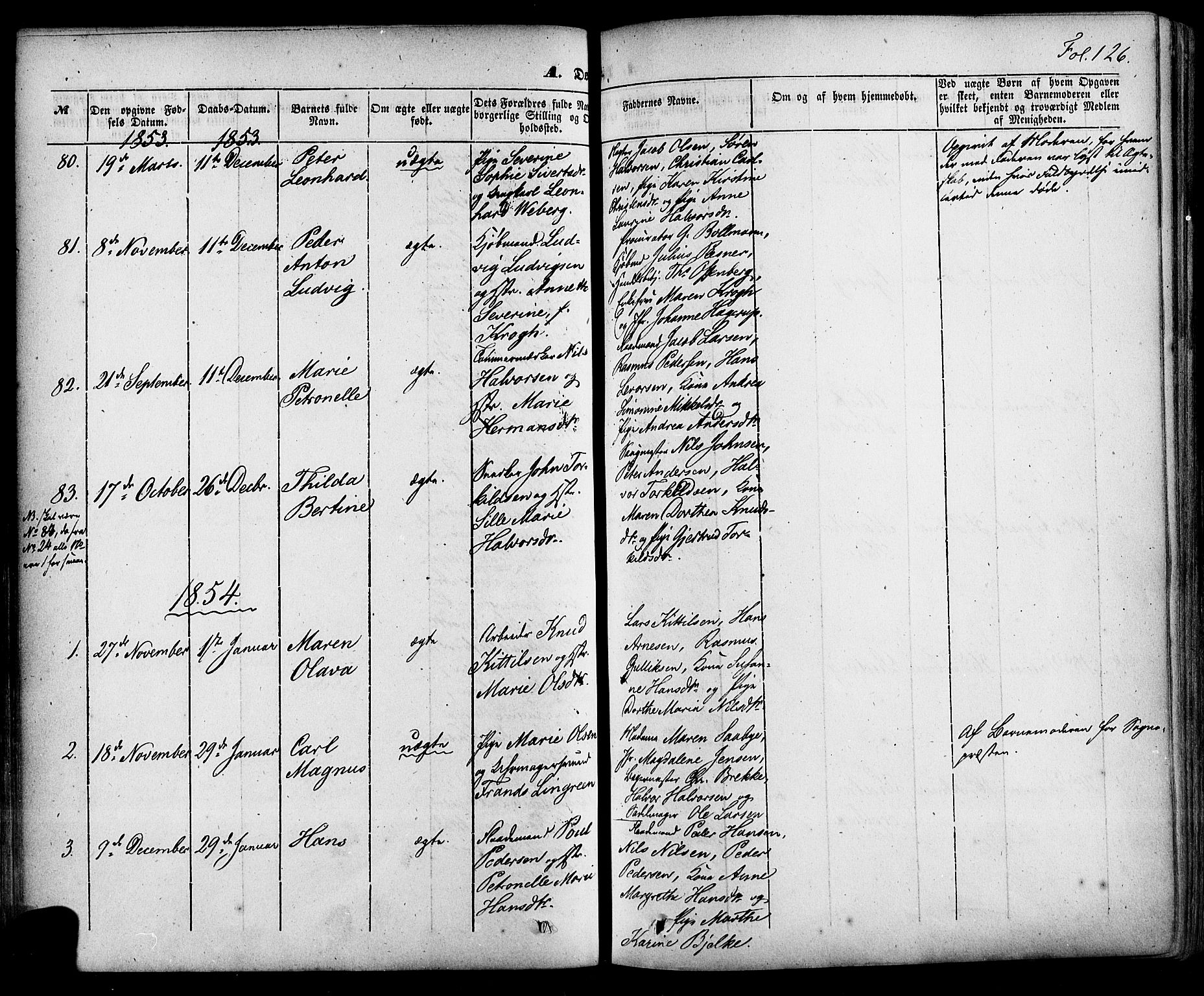 Skien kirkebøker, SAKO/A-302/F/Fa/L0006a: Parish register (official) no. 6A, 1843-1856, p. 126