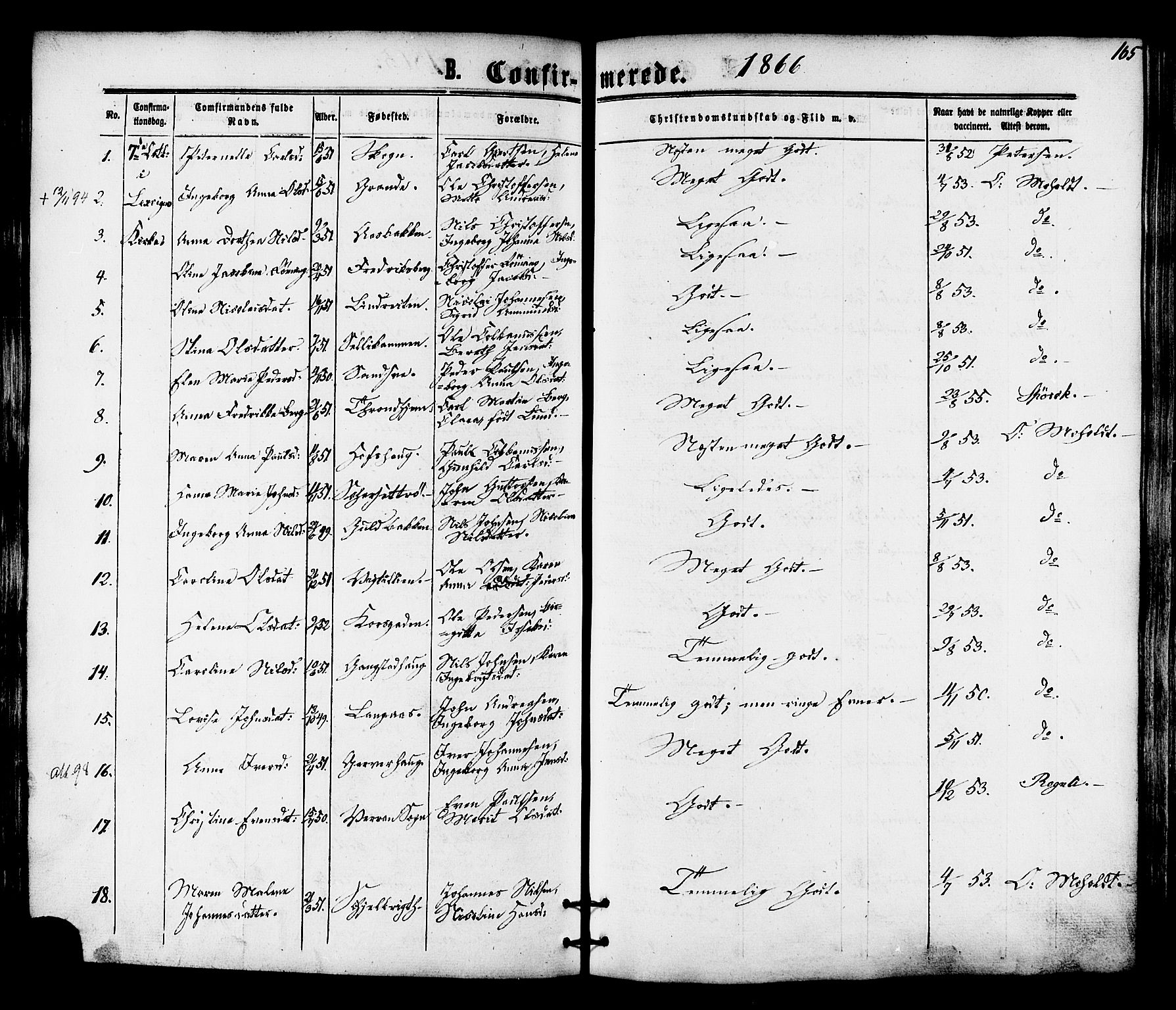 Ministerialprotokoller, klokkerbøker og fødselsregistre - Nord-Trøndelag, SAT/A-1458/701/L0009: Parish register (official) no. 701A09 /1, 1864-1882, p. 165