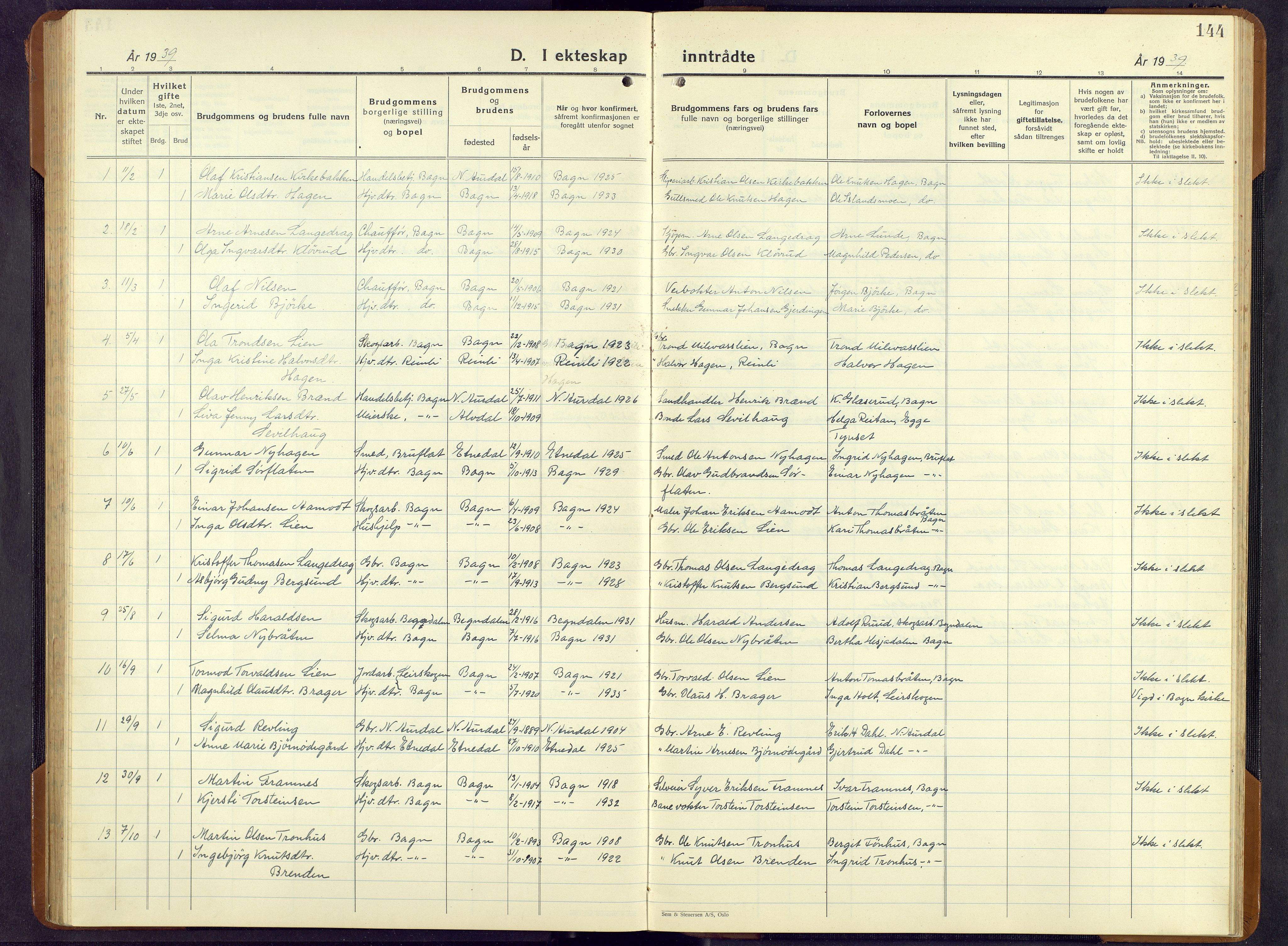 Sør-Aurdal prestekontor, SAH/PREST-128/H/Ha/Hab/L0011: Parish register (copy) no. 11, 1922-1950, p. 144