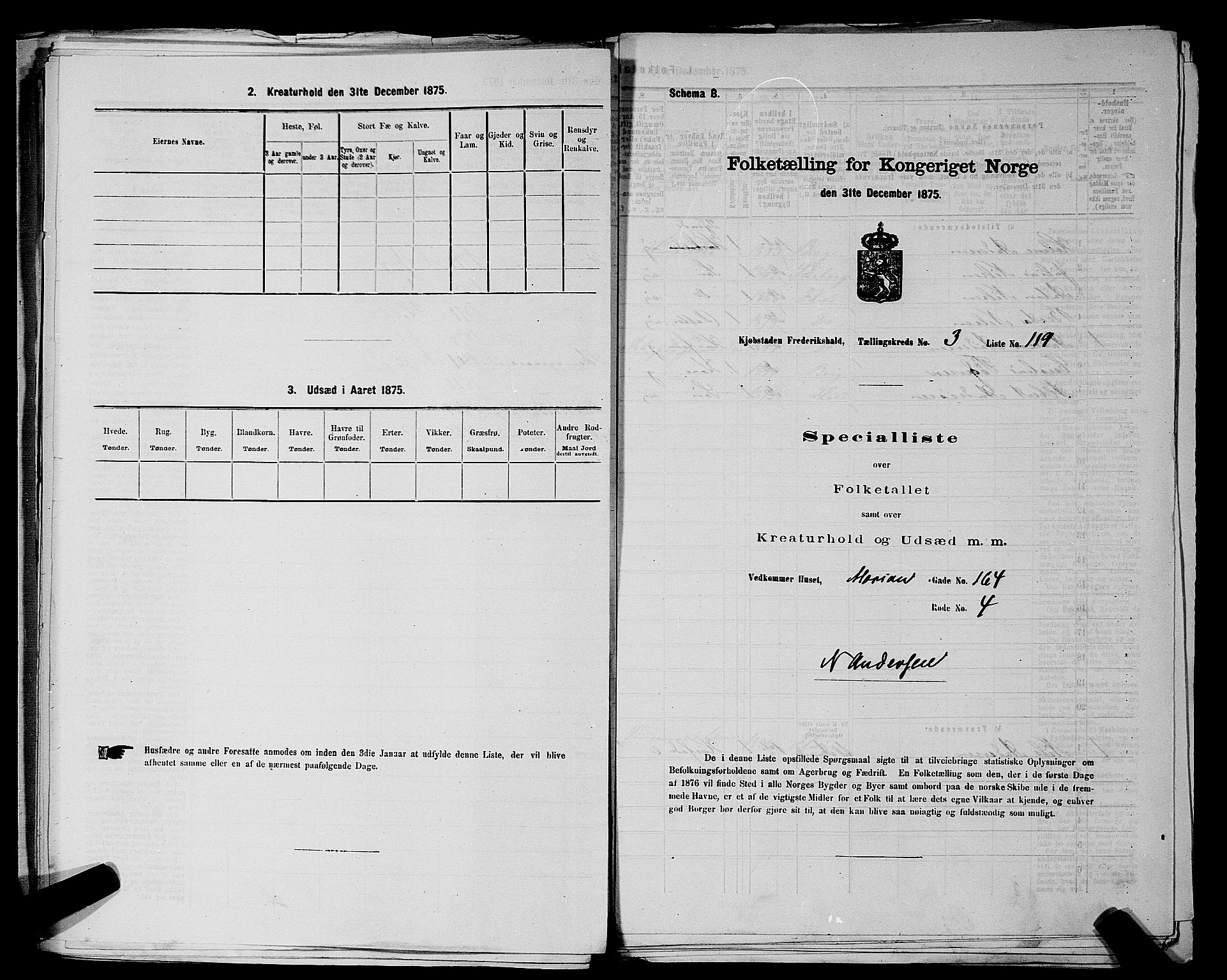 RA, 1875 census for 0101P Fredrikshald, 1875, p. 279