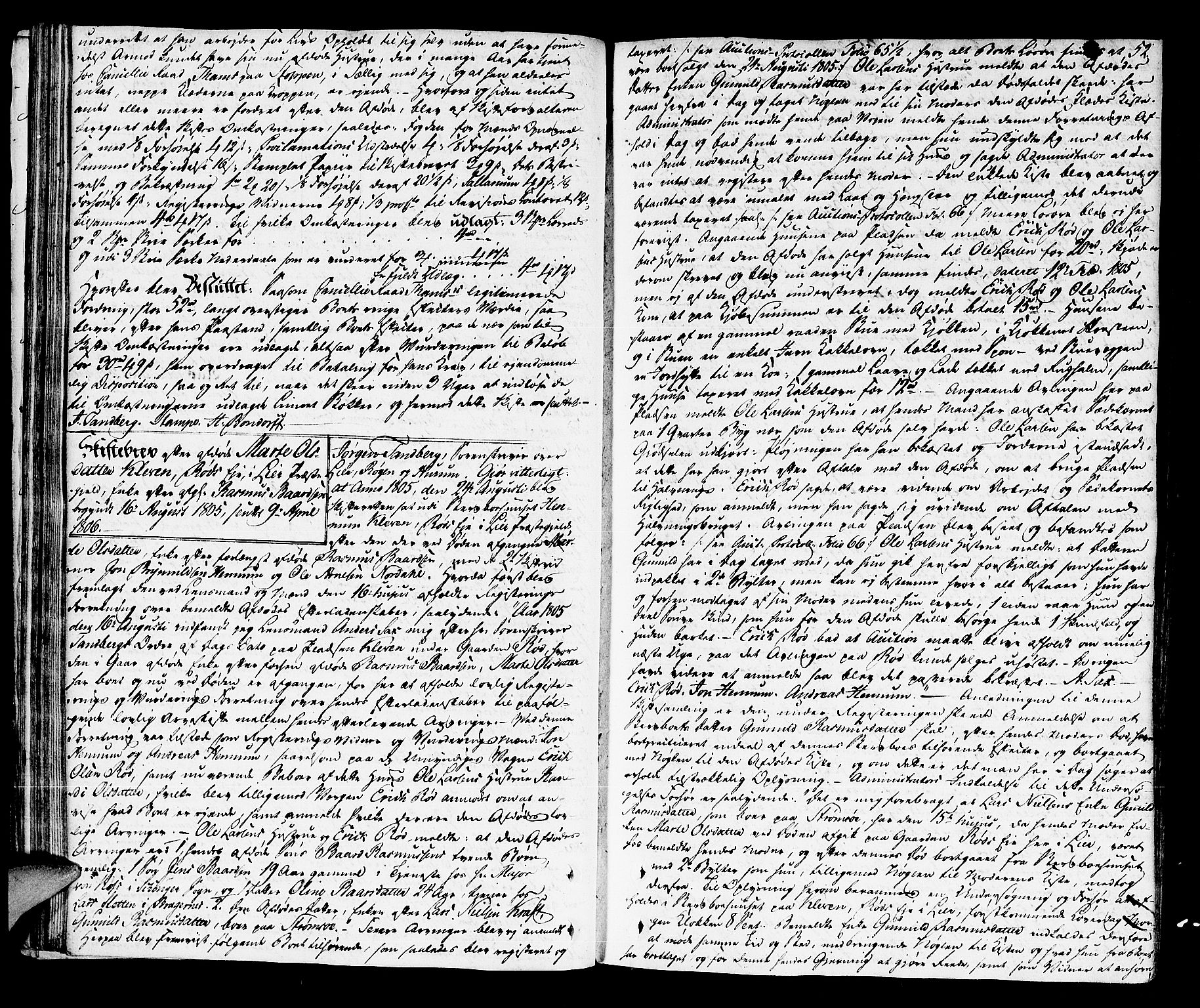 Lier, Røyken og Hurum sorenskriveri, AV/SAKO-A-89/H/Hc/L0009: Skifteprotokoll, 1805-1813, p. 51b-52a