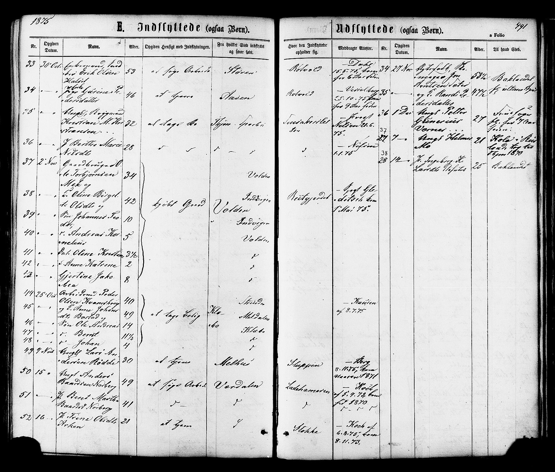 Ministerialprotokoller, klokkerbøker og fødselsregistre - Sør-Trøndelag, SAT/A-1456/606/L0293: Parish register (official) no. 606A08, 1866-1877, p. 491