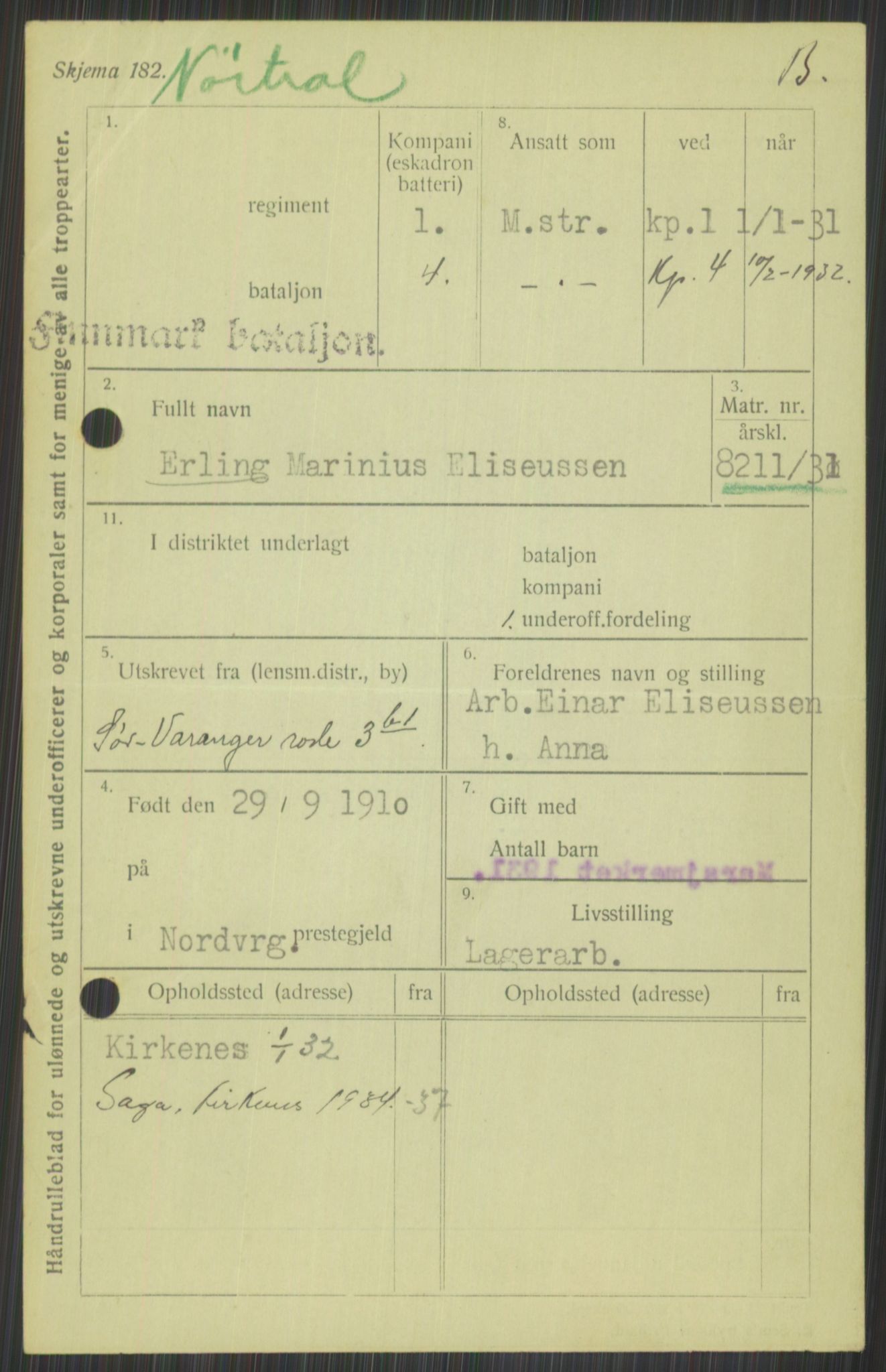 Forsvaret, Varanger bataljon, AV/RA-RAFA-2258/1/D/L0440: Rulleblad for fødte 1892-1912, 1892-1912, p. 1049