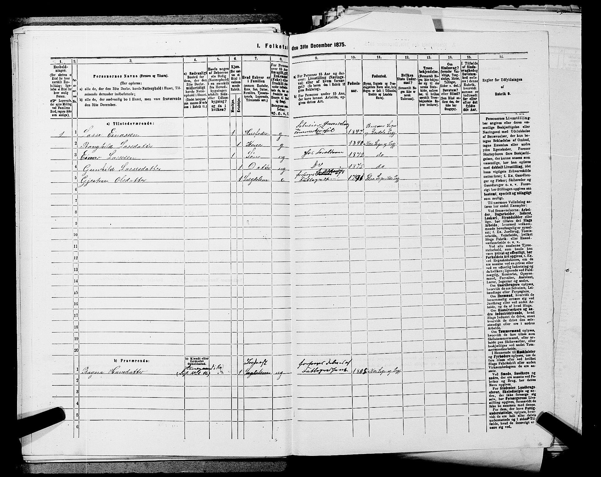 SAKO, 1875 census for 0616P Nes, 1875, p. 274