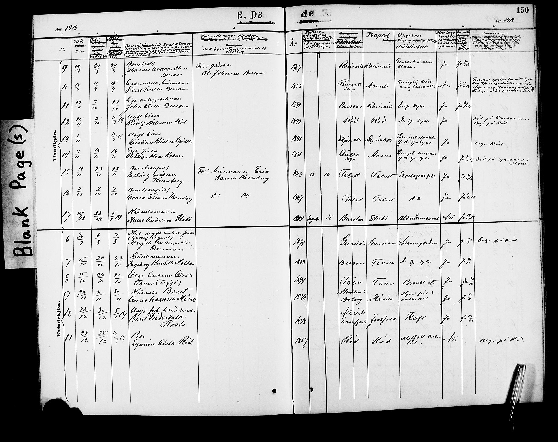 Ministerialprotokoller, klokkerbøker og fødselsregistre - Møre og Romsdal, SAT/A-1454/551/L0632: Parish register (copy) no. 551C04, 1894-1920, p. 150