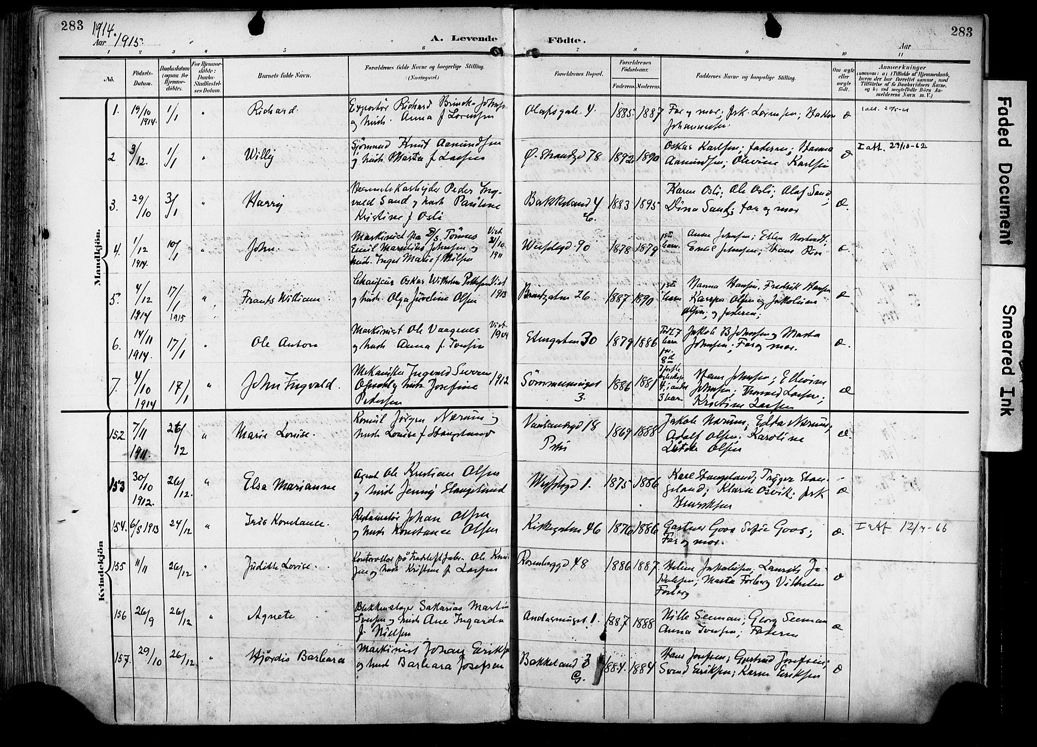 Domkirken sokneprestkontor, SAST/A-101812/001/30/30BA/L0033: Parish register (official) no. A 32, 1903-1915, p. 283