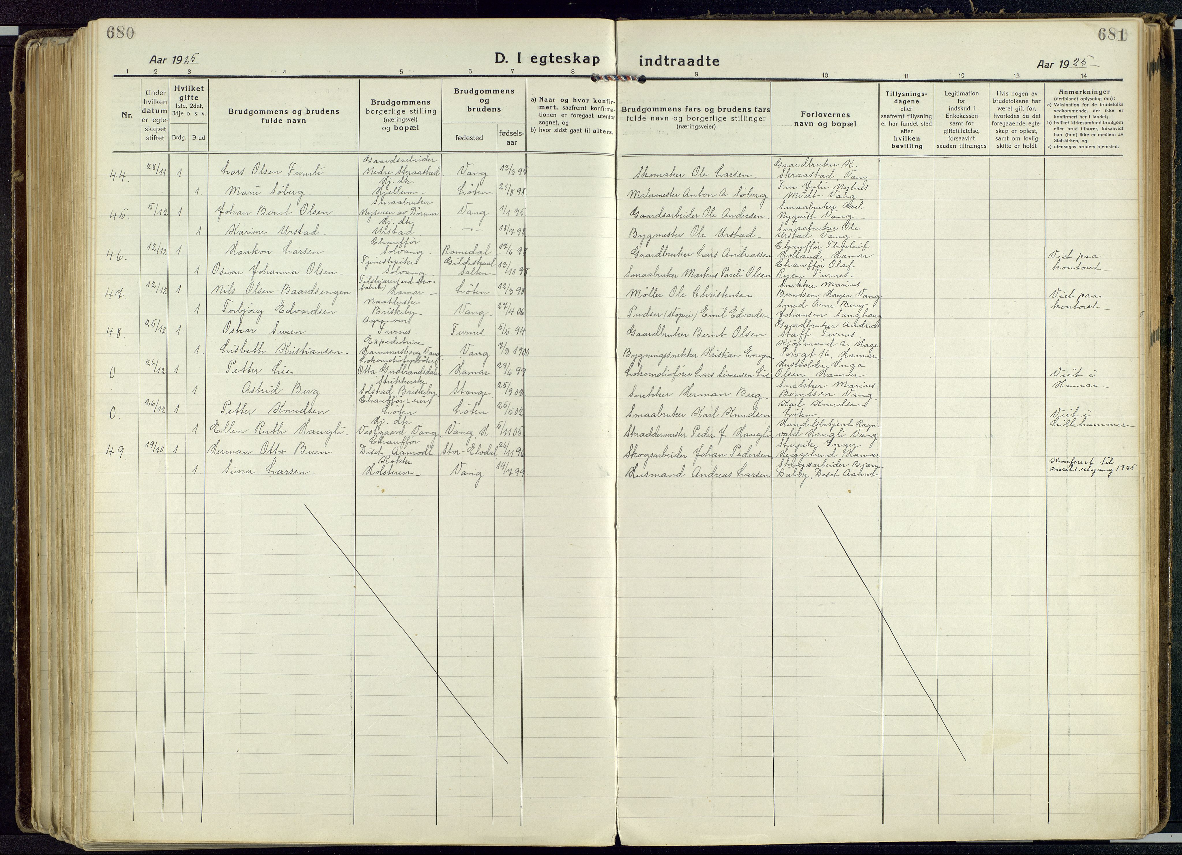 Vang prestekontor, Hedmark, SAH/PREST-008/H/Ha/Haa/L0022: Parish register (official) no. 22, 1918-1944, p. 680-681