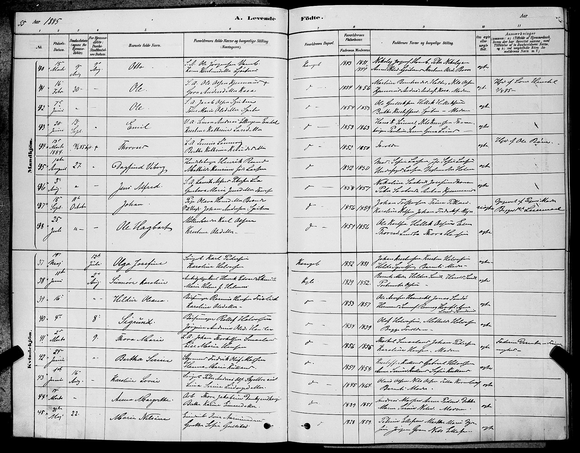 Kongsberg kirkebøker, AV/SAKO-A-22/G/Ga/L0005: Parish register (copy) no. 5, 1878-1889, p. 55