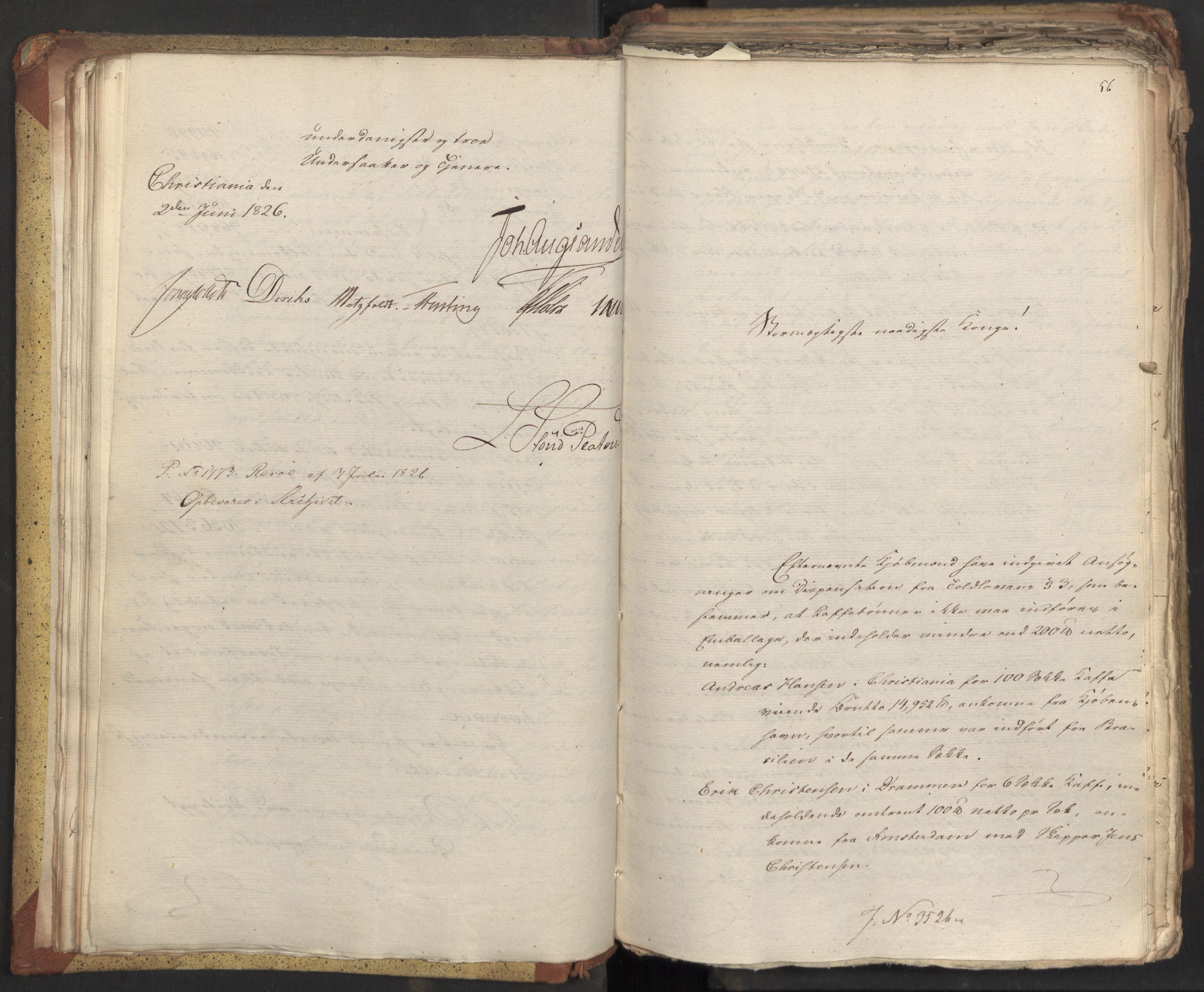 Statsrådsavdelingen i Stockholm, AV/RA-S-1003/D/Da/L0047: Regjeringsinnstillinger nr. 3501-3659, 1826, p. 48