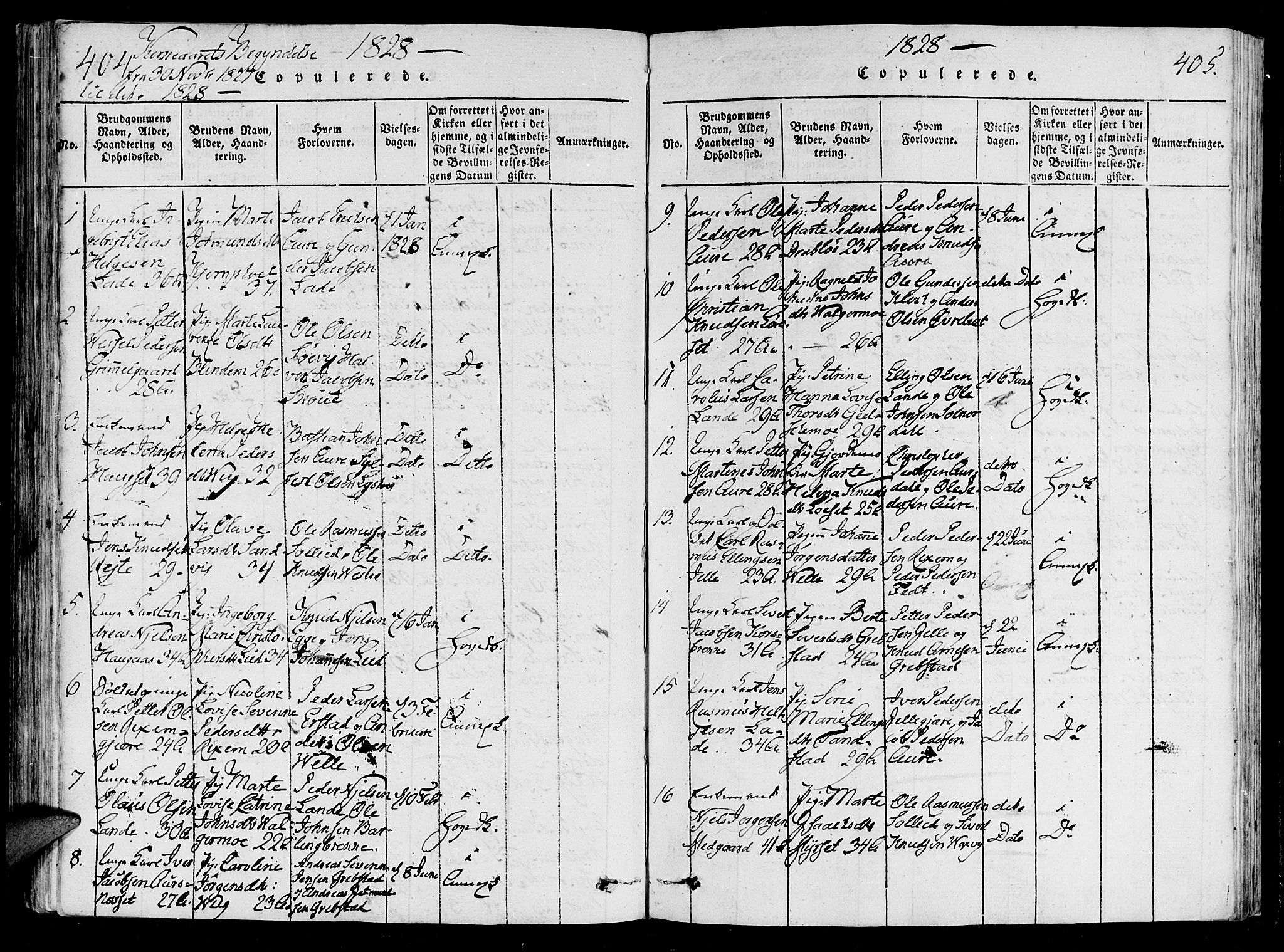 Ministerialprotokoller, klokkerbøker og fødselsregistre - Møre og Romsdal, AV/SAT-A-1454/522/L0310: Parish register (official) no. 522A05, 1816-1832, p. 404-405