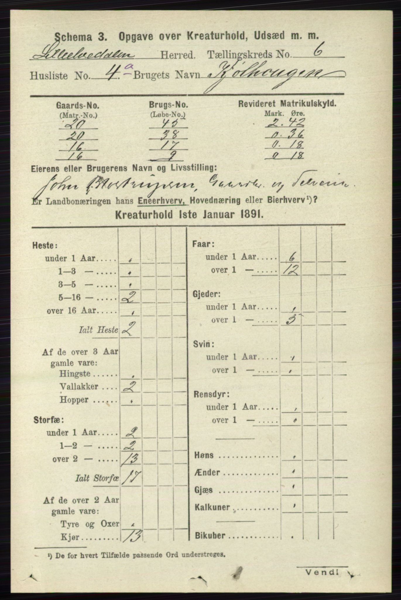 RA, 1891 census for 0438 Lille Elvedalen, 1891, p. 4374