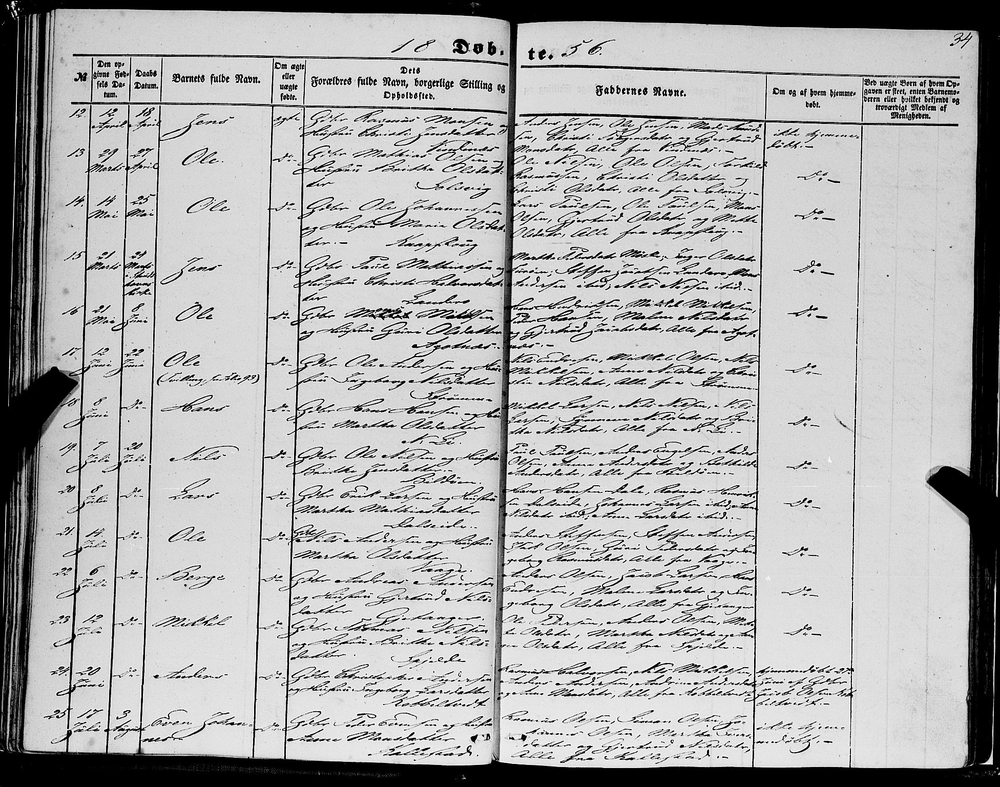 Fjell sokneprestembete, AV/SAB-A-75301/H/Haa: Parish register (official) no. A 2, 1847-1864, p. 34