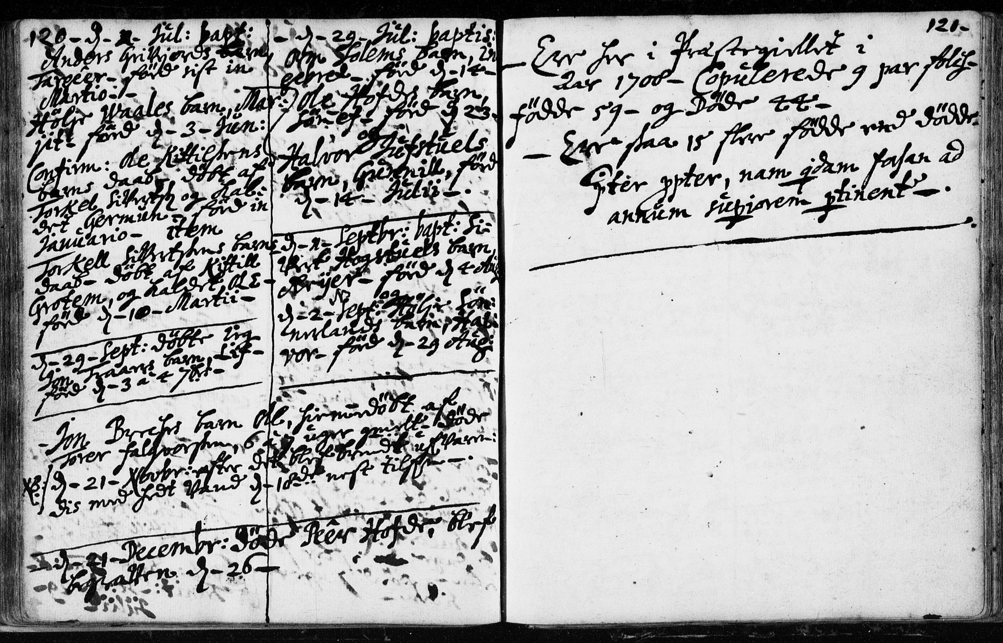 Hjartdal kirkebøker, SAKO/A-270/F/Fa/L0001: Parish register (official) no. I 1, 1685-1714, p. 120-121