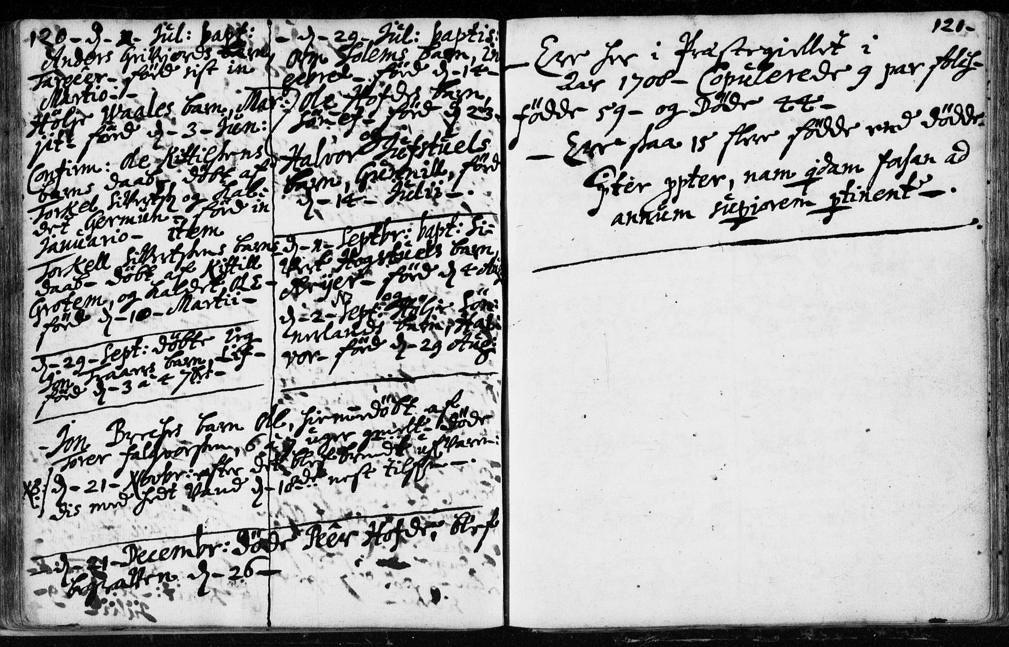 Hjartdal kirkebøker, AV/SAKO-A-270/F/Fa/L0001: Parish register (official) no. I 1, 1685-1714, p. 120-121